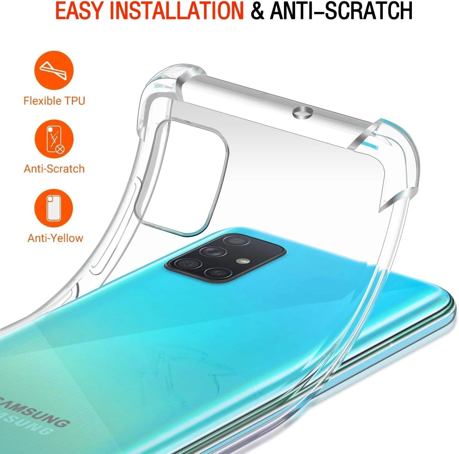 DL3 Mobilak Clear TPU Protective Case for Samsung Galaxy A71 4G with Camera Protection and Shockproof Design - Clear