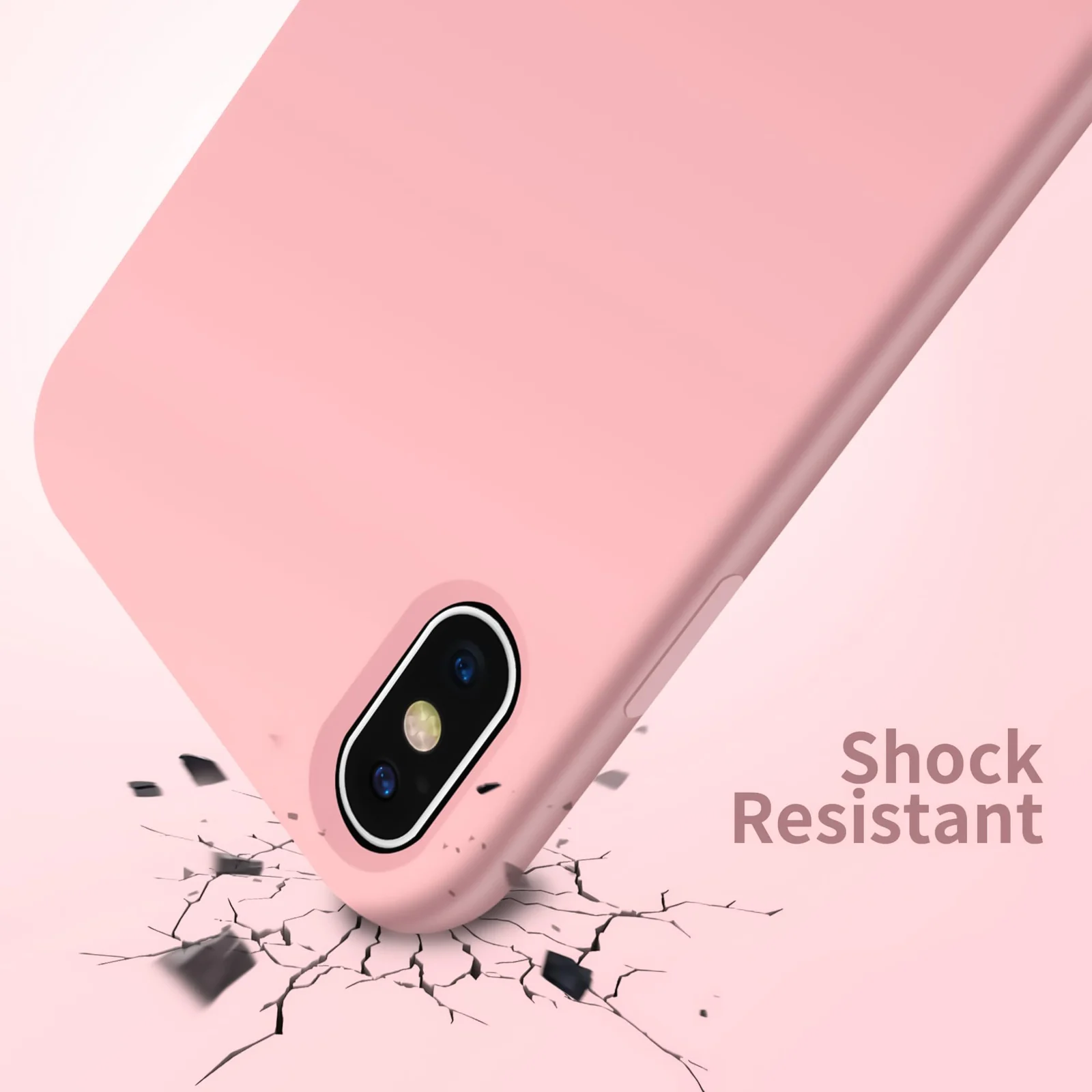 DL3 Mobilak Compatible with iPhone X/iPhone XS Case, Liquid Silicone Case, Full Body Protective Cover, Shockproof, Slim Phone Case, Anti-Scratch Soft Microfiber Lining - Pastel Pink 2