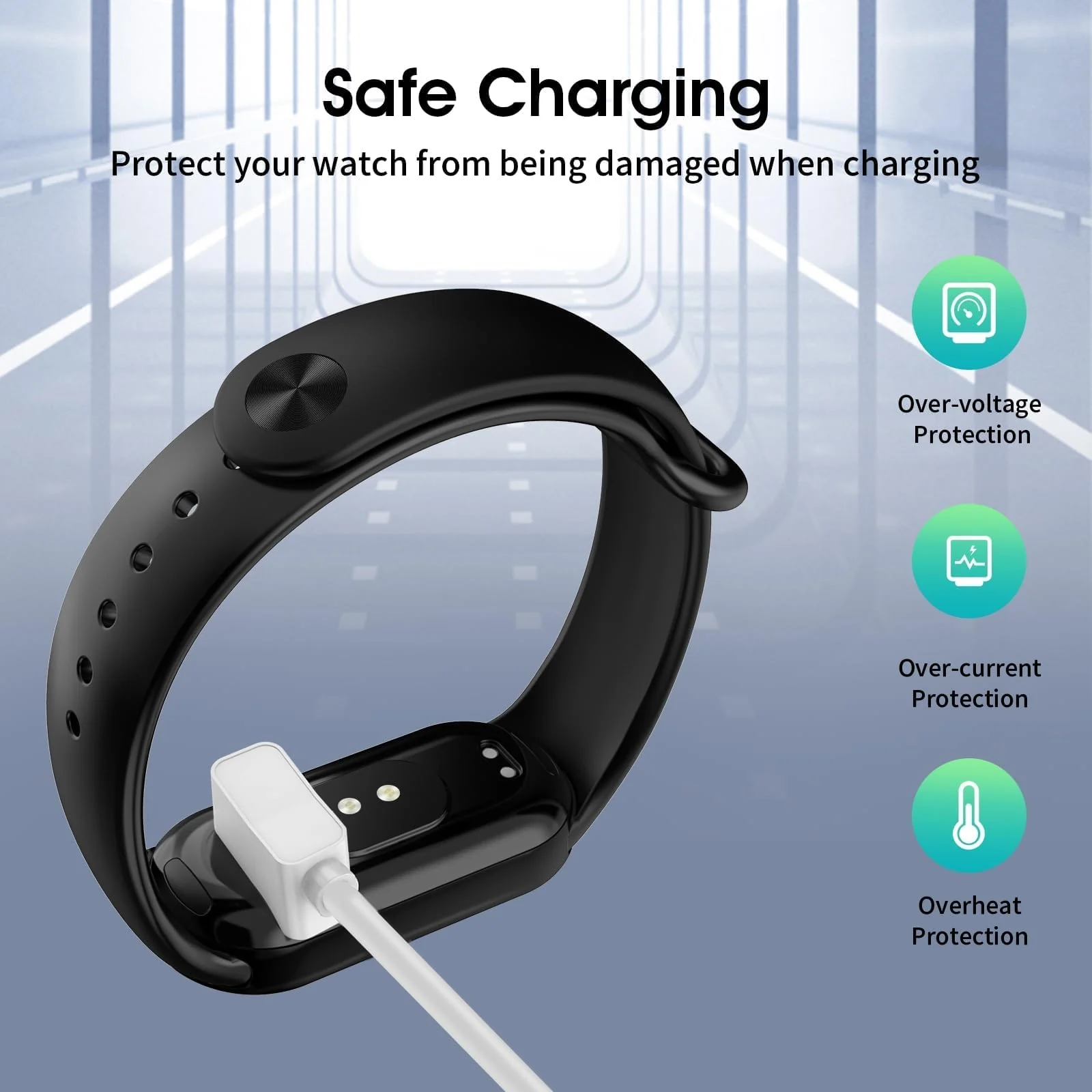 DL3 MOBILAK Charger For Xiaomi Redmi Watch 5/5 Active/5 Lite/4/3 Active/3 Lite, Redmi Band 2/3, 1m Portable Charging Cable For Xiaomi Smart Band 10/9/9 Pro/9 Active/Mi Band8/8 Pro/8 Active - White