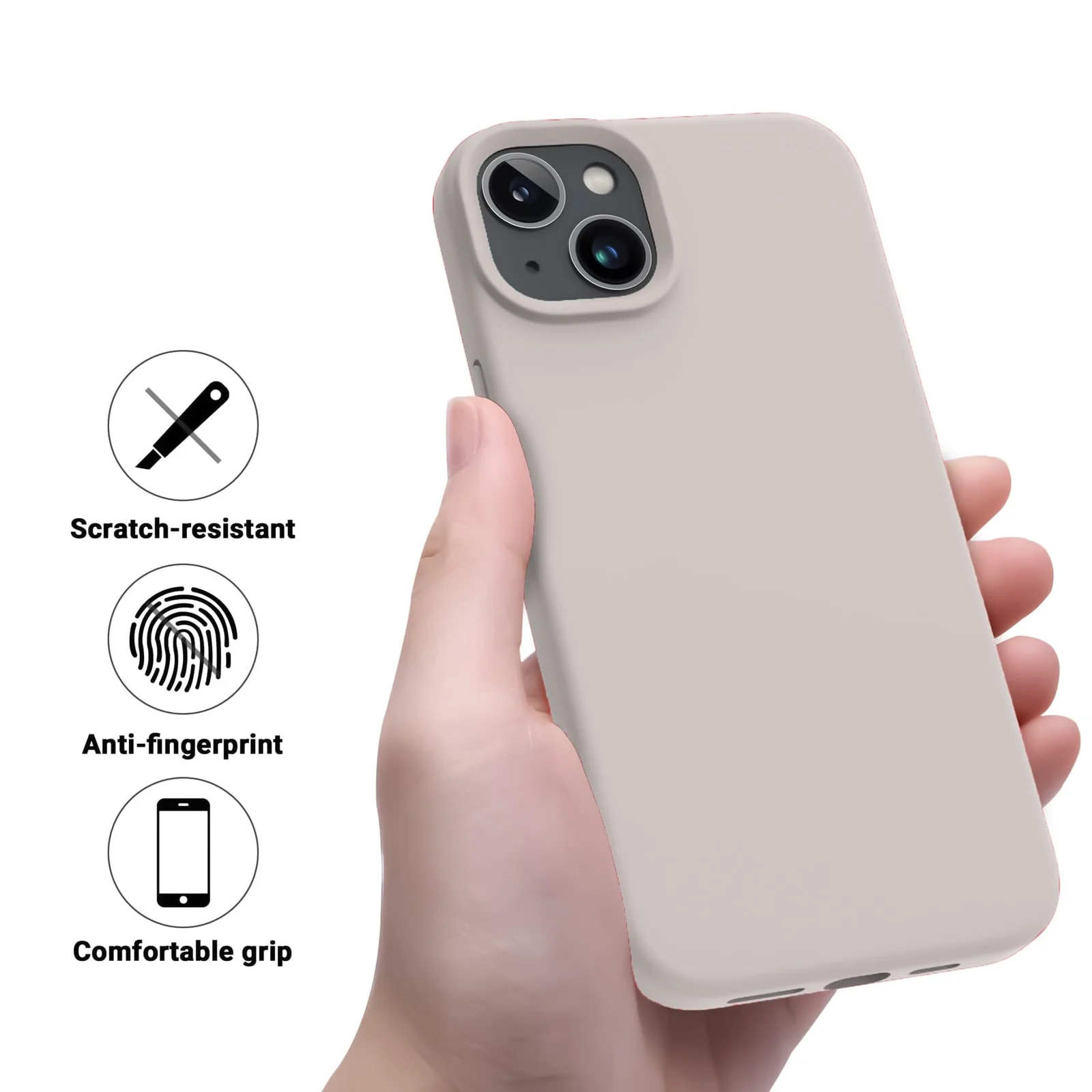DL3 Mobilak Liquid Silicone Case for iPhone 14 (6.1 Inch), Shock-absorbing protection, Scratch-resistant surface, Soft microfiber lining - Off White