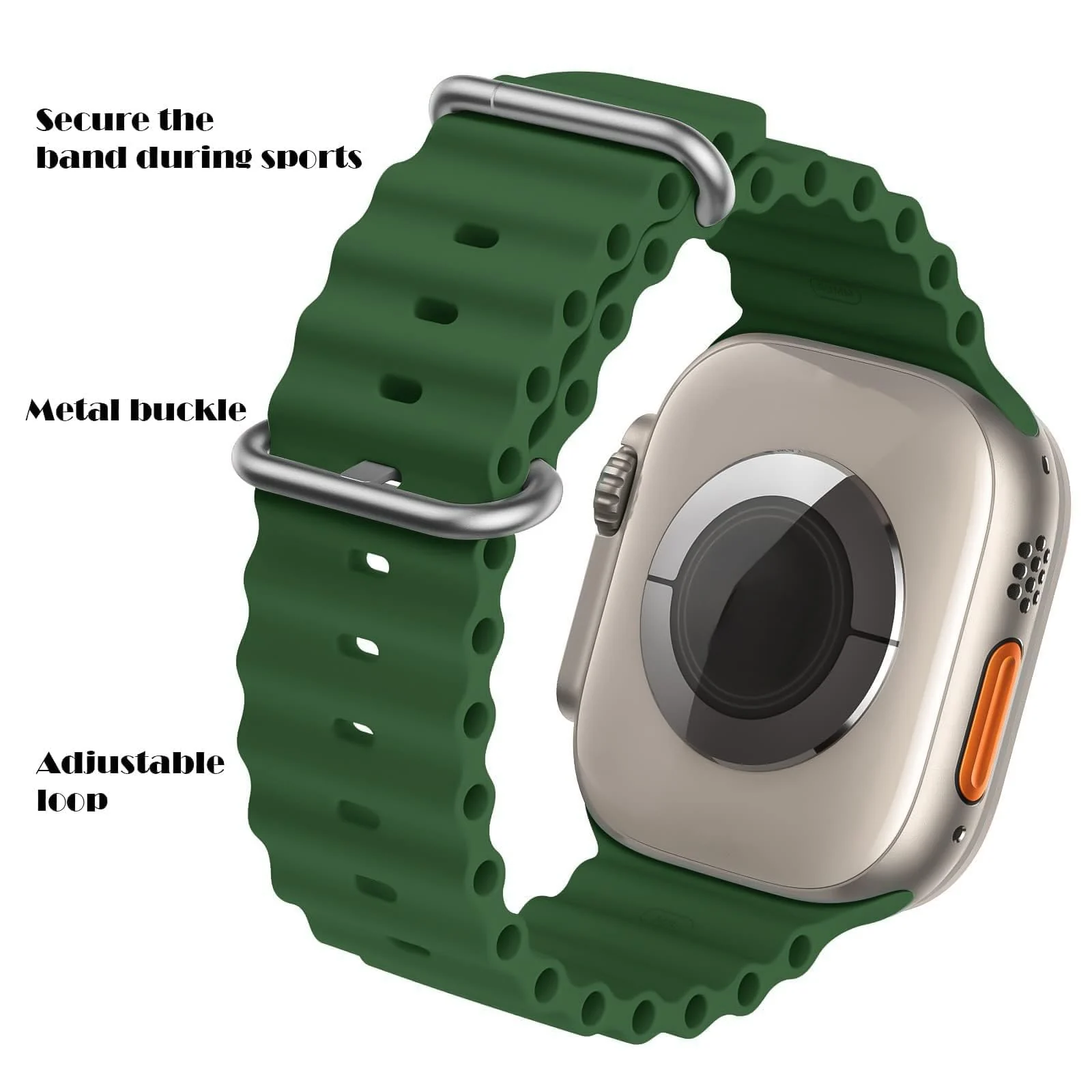 DL3 MOBILAK Ocean Band Compatible with Apple Watch Band 49mm 45mm 44mm 42mm 41mm 40mm 38mm Men Women, Soft Silicone Sport Band Replacement Strap Compatible with Apple (42MM/44MM/45MM/49MM) - Green
