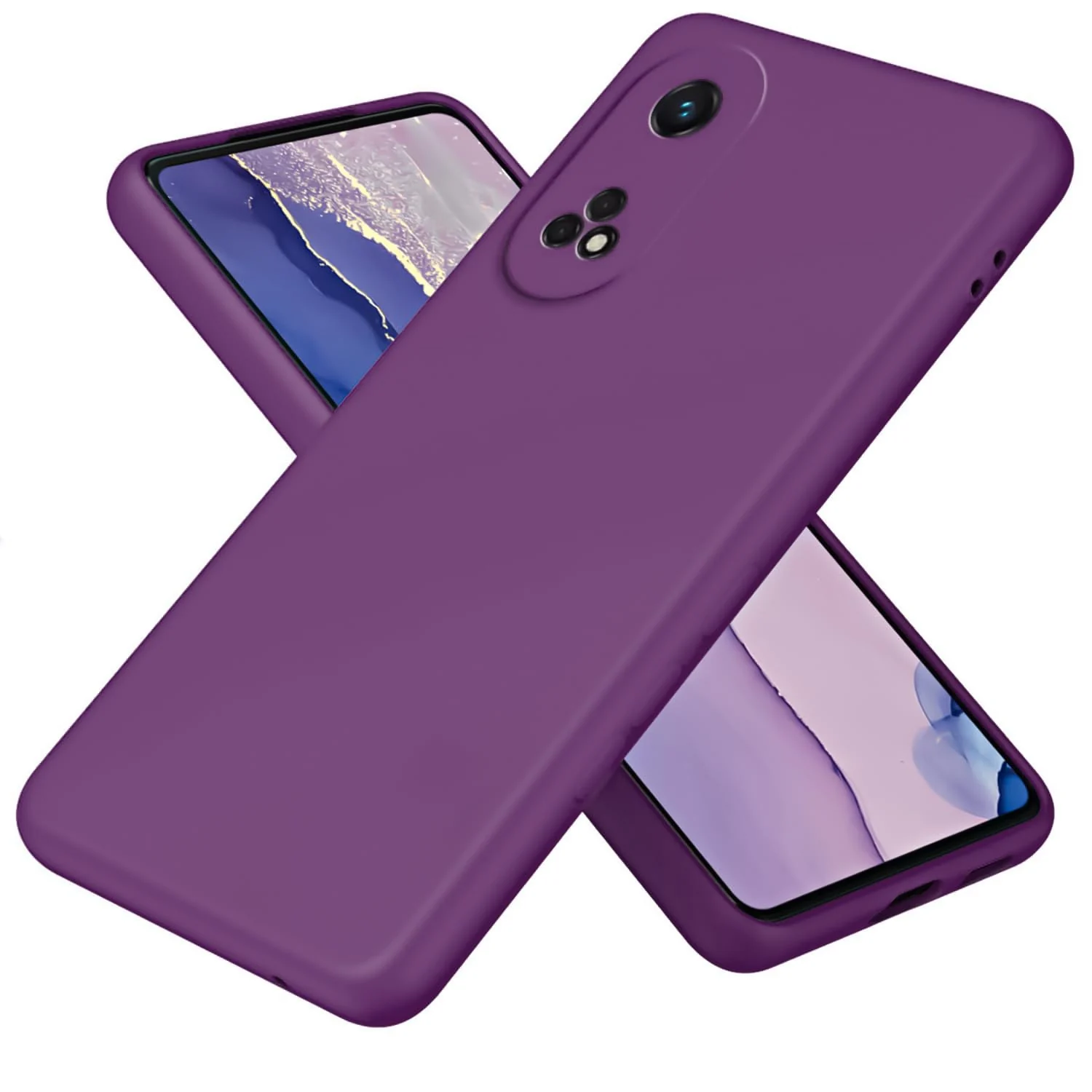 DL3 Mobilak Soft Silicone Protective Case for OPPO Reno 8T 4G with Microfiber Lining and Shockproof Design - Violet