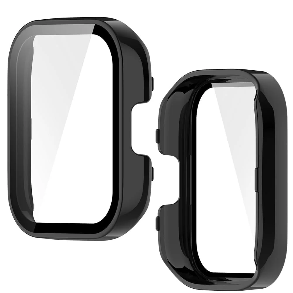 DL3 Mobilak Protective Case For Xiaomi Redmi Watch 3 (Not for Redmi Watch 3 Lite/Active) 9H Hardness PC Case Bumper Full Slim Protective Cover with Built-in Tempered Glass Screen Protector - Black