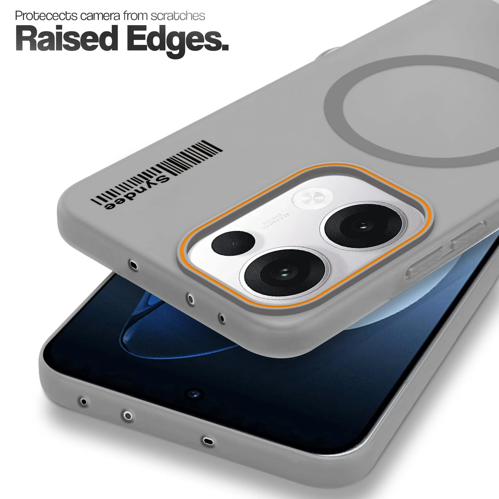 DL3 Mobilak Matte MagSafe-Compatible Magnetic Case for OPPO Reno 13 5G with Camera Protection and Ring Holder - Gray