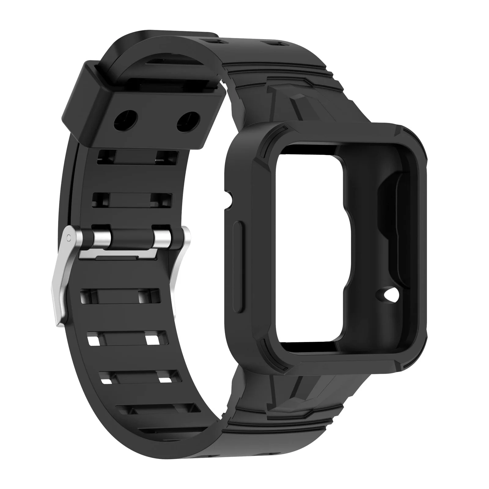 DL3 Mobilak Replacement Wrist Band Compatible with Xiaomi Redmi Watch 2 Lite/Mi Watch Lite/Poco Watch/Redmi Watch 2/Horloge 2, Adjustable Soft Silicone Wrist Strap with Cover - A. Black