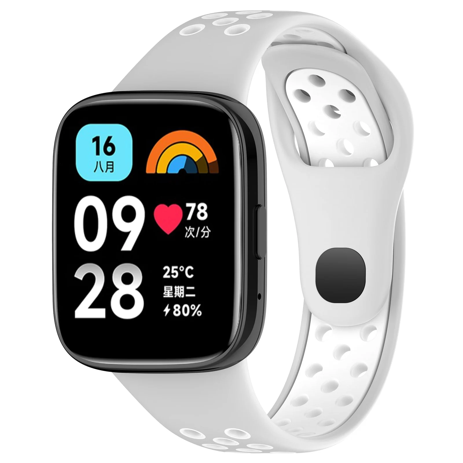 DL3 Mobilak Strap Silicone Compatible With Xiaomi Redmi Watch 3 Active/Redmi Watch 3 Lite, Sport Silicone Watch Band Wrist Strap, Bracelet Wristband Wrist Strap - Grey White