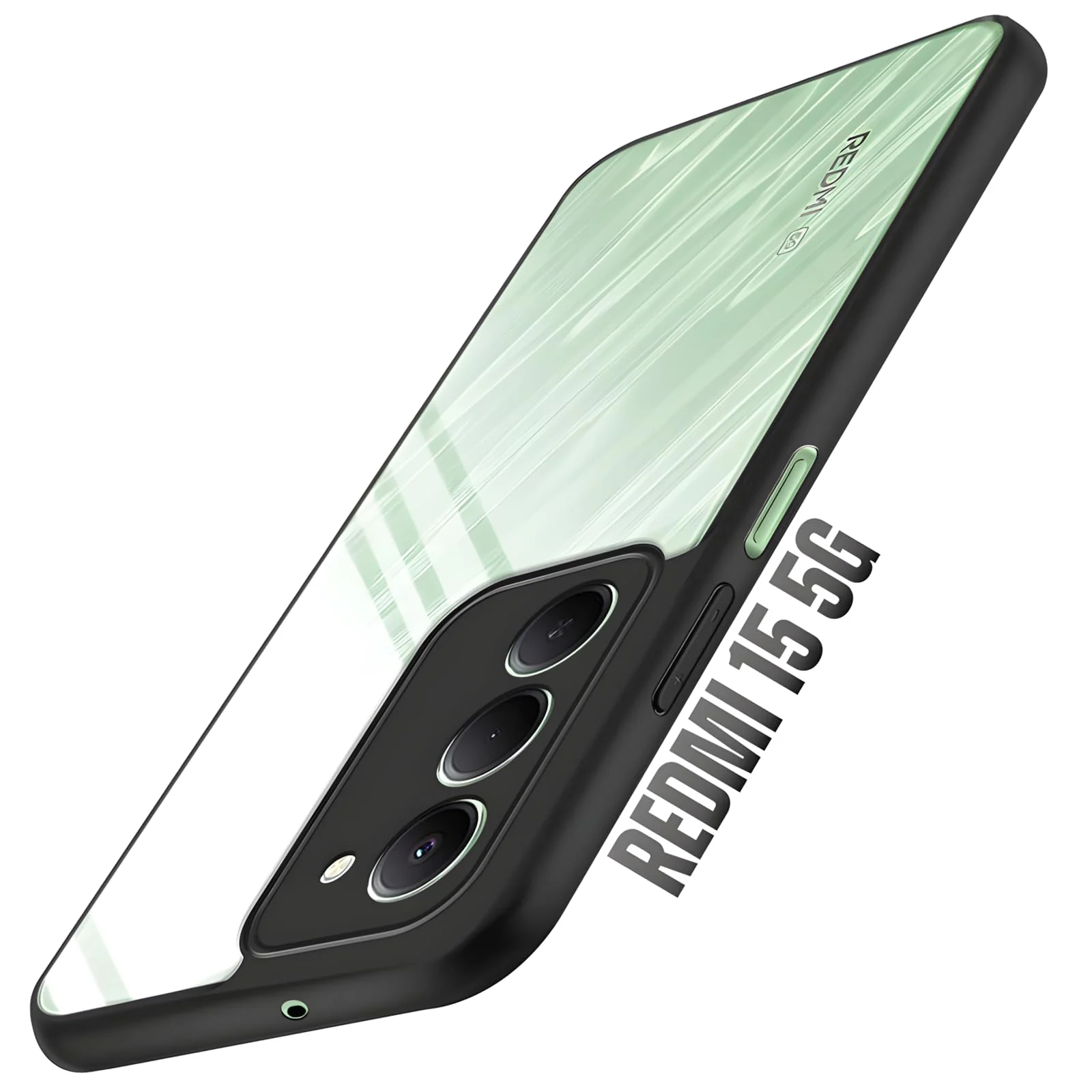 DL3 Mobilak Clear PC and TPU Protective Case for Xiaomi Redmi 15 4G / 5G, Military-Grade Shockproof Anti-Yellowing, Slim Protective Phone with Camera Protection and Military-Grade Protection - Black