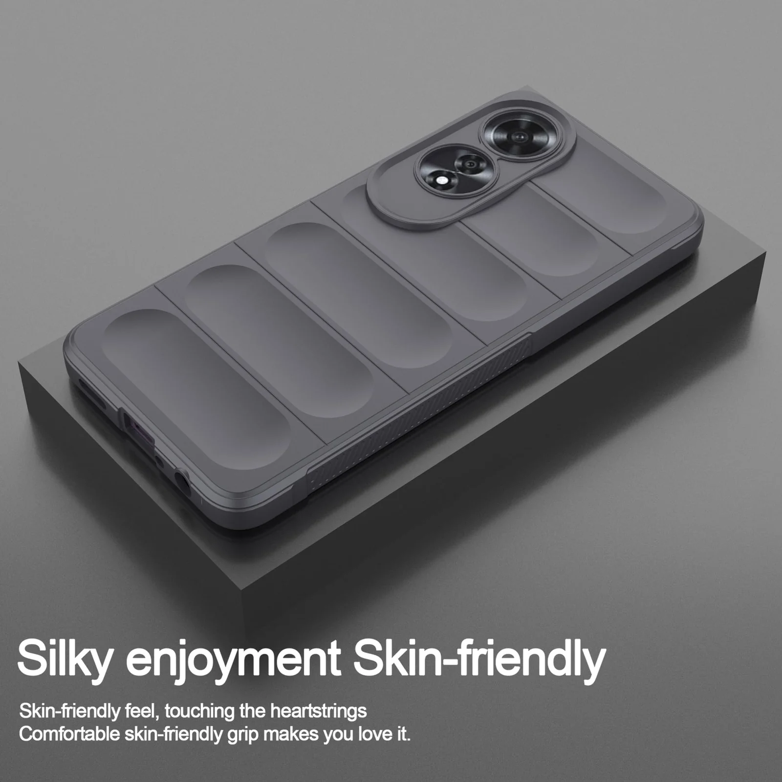 DL3 Mobilak Silicone Case for OPPO A60 4G Heavy Duty Protective [Slim Fit] Shockproof Soft Flexible Protective Design Shock-Absorption TPU Cover With Camera Protection - Dark Gray