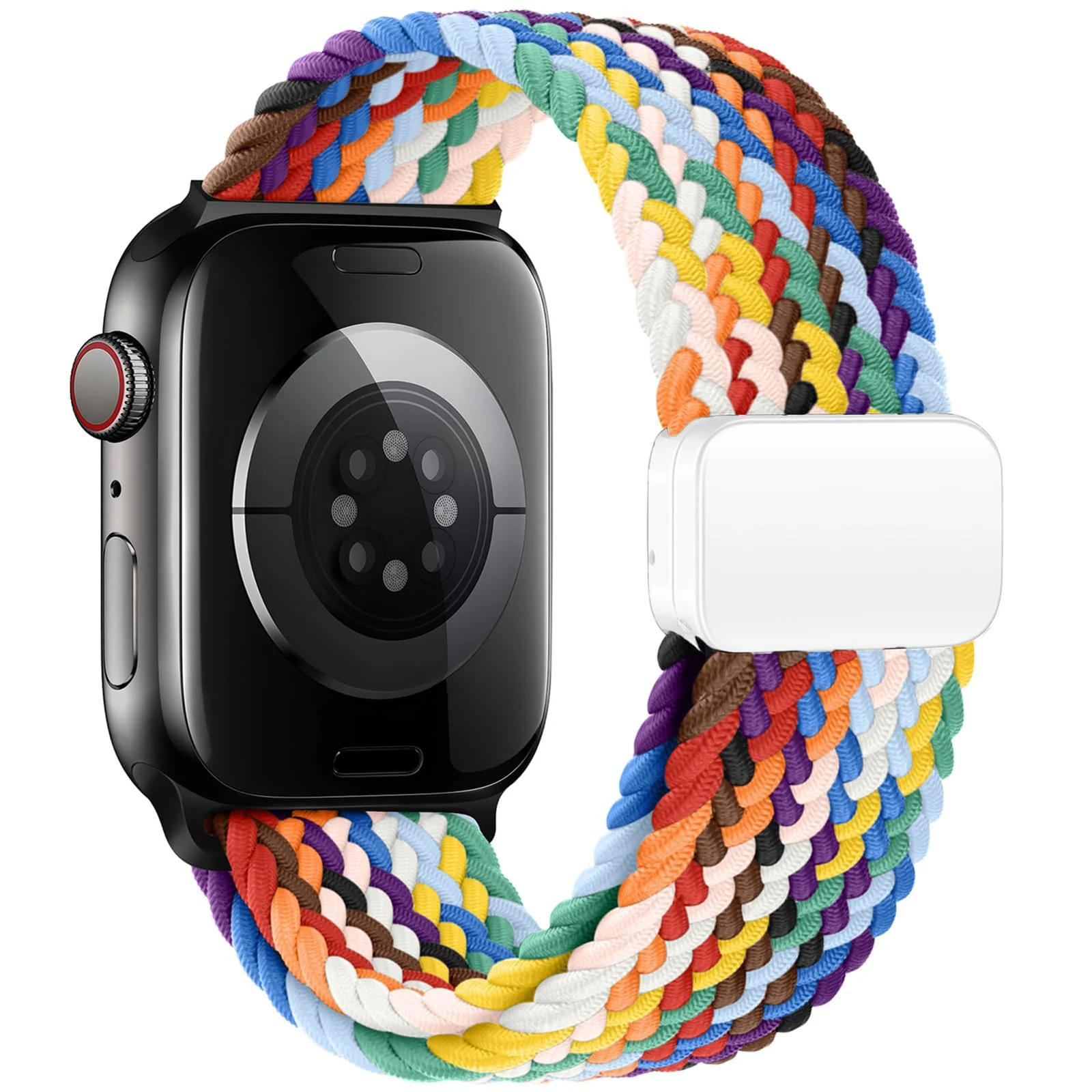 DL3 Mobilak Sport Solo Loop Compatible with Apple Watch Band 42mm 44mm 45mm 46mm 49mm for Women Men, Magnetic Strap Stretchy Braided Wristband for iWatch Series 11 10 9 8 7 6 5 4 3 Ultra 3 2 1 SE SE2 - Black