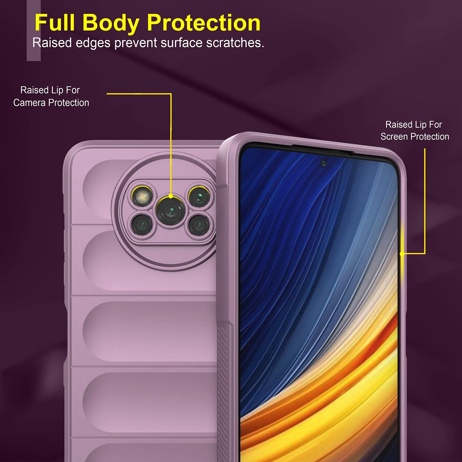 DL3 Mobilak Flexible Silicone and TPU Protective Case with Camera Protection for Xiaomi Poco X3 NFC / Poco X3 / Poco X3 Pro - Purple