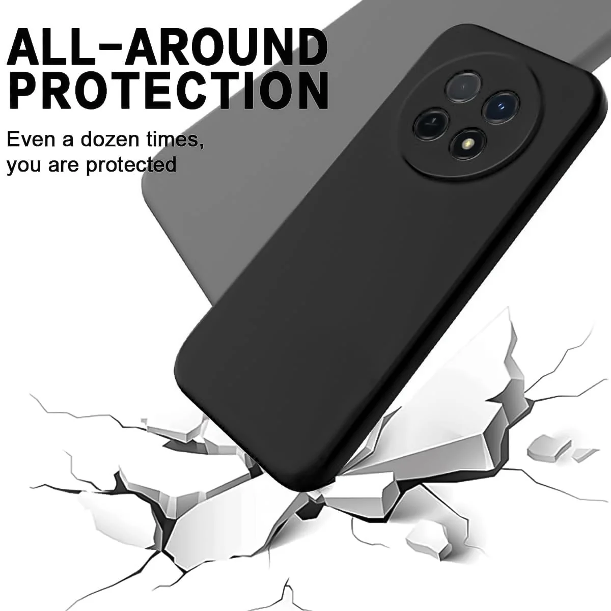 DL3 Mobilak Soft Silicone Protective Case for Huawei Nova Y91 4G / Huawei Enjoy 60X 4G with Microfiber Lining and Shockproof Design - Black