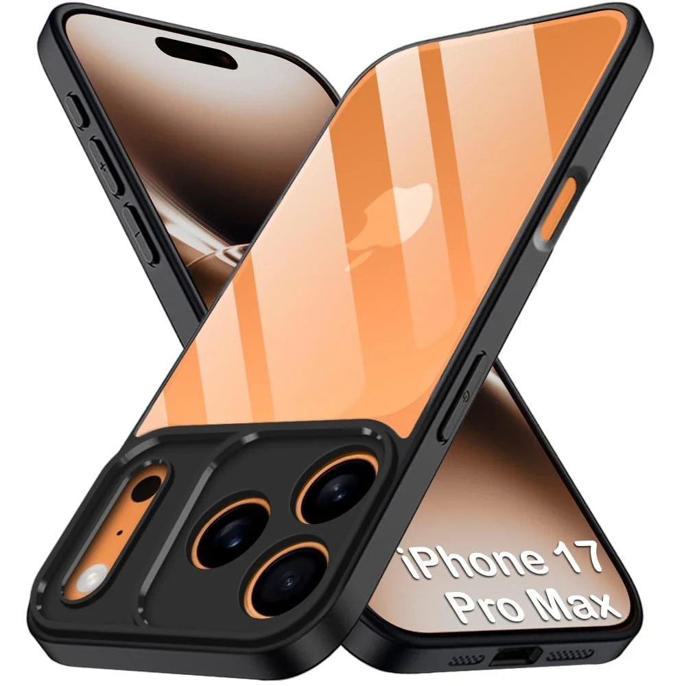 Dl3 Mobilak Case For iPhone 17 Pro Max 6.9 Inch, Crystal Clear Case [Not Yellowing] [Military Grade Drop Protection] Shockproof Protective Transparent Protective Slim Cover (Orange)