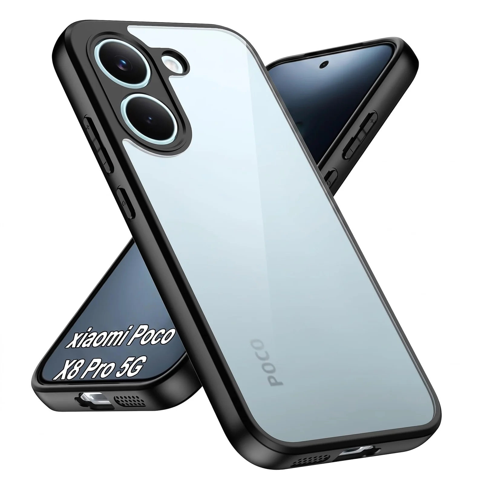 MOBIGON Anti-Yellowing Shockproof Transparent Phone Case for Xiaomi POCO X8 Pro 5G, Black