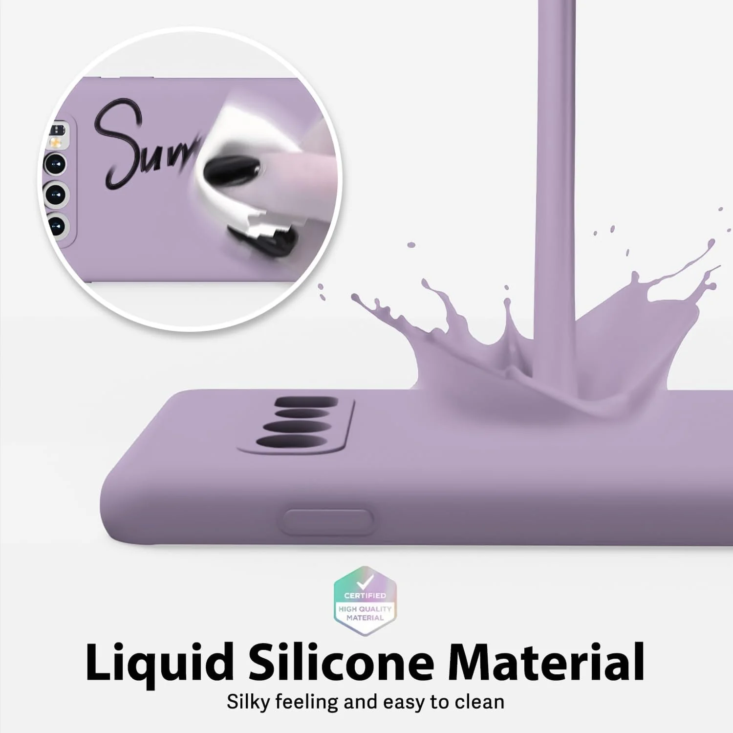 DL3 Mobilak Liquid Silicone Protective Case with Soft Microfiber Lining with Full Camera Protection for Samsung Galaxy S10+ Plus - Lavender