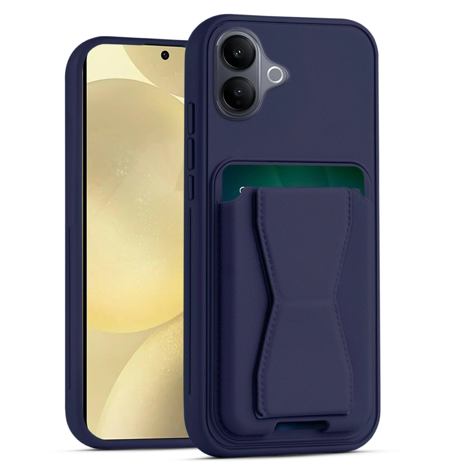 DL3 Mobilak Leather Wallet Case Compatible with V60 Lite 5G/4G, Leather Back Cover With TPU Frame, Shockproof Protective Phone Case with Card Holder Stand - Blue
