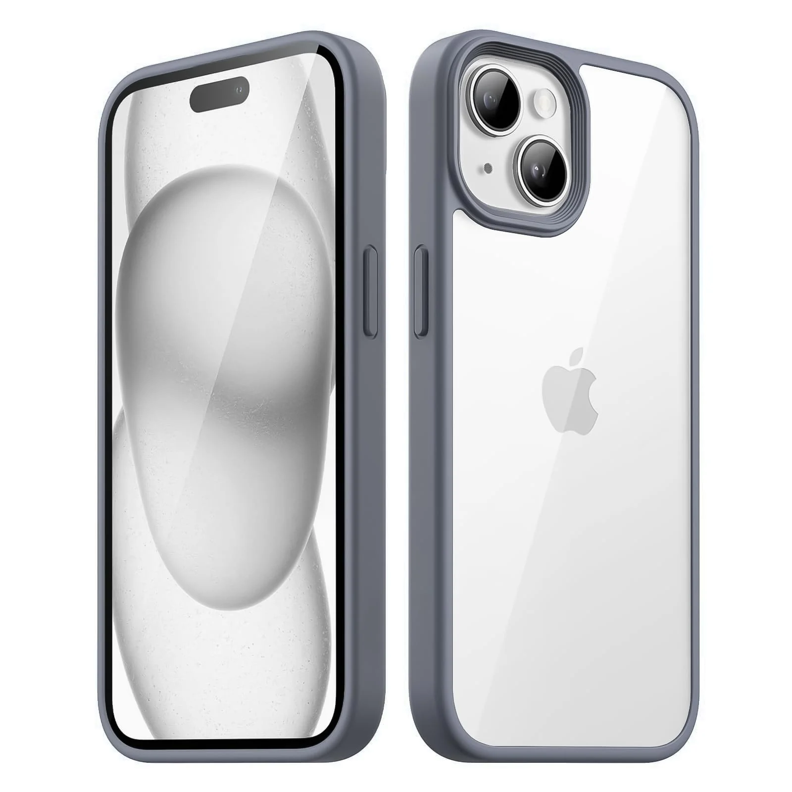DL3 Mobilak Clear TPU Case for iPhone 15 (6.1 Inch), Supports wireless charging, Shock-absorbing protection, Anti-fingerprint finish - Gray