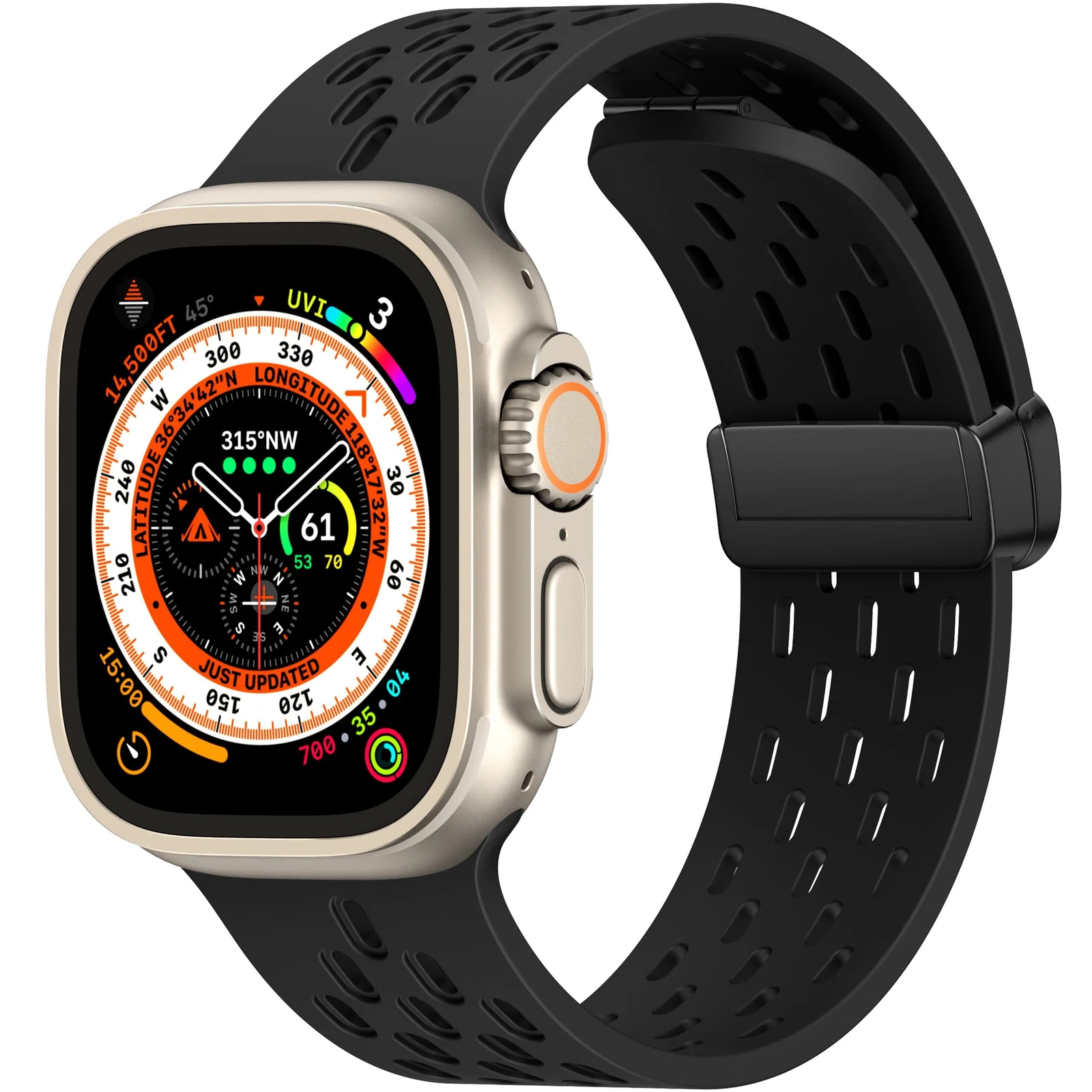 DL3 Mobilak Magnetic Bands for Apple Watch Band 49mm 46mm 45mm 44mm 42mm, Soft Silicone Magnetic Buckle Breathable Sport Watch Strap for iWatch Ultra2 Ultra SE SE2 Series 10 9 8 7 6 5 4 3 2 1 - Black
