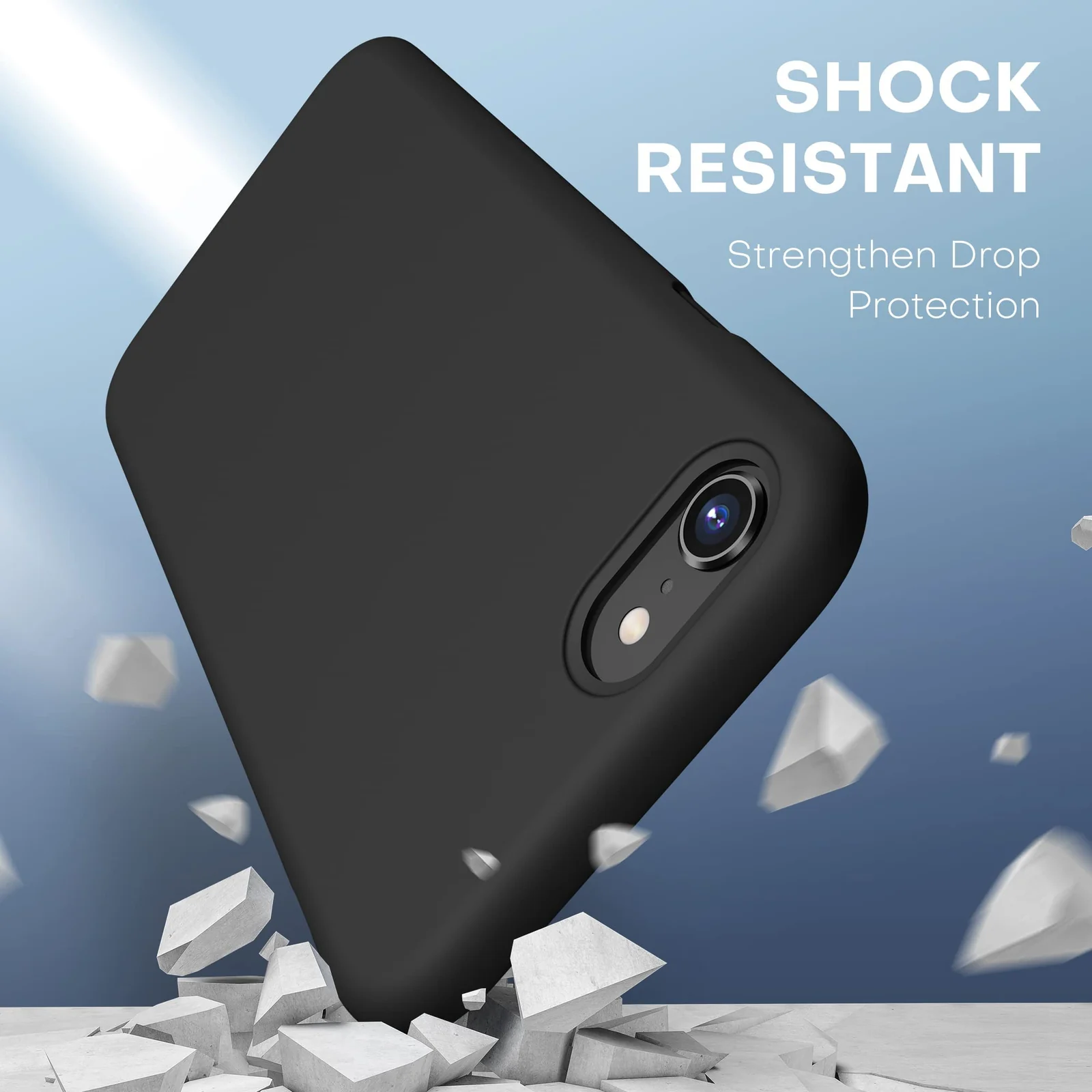 DL3 Mobilak Liquid Silicone Protective Case with Soft Microfiber Lining for iPhone SE 2022, SE 2020, iPhone 7, iPhone 8 - Black