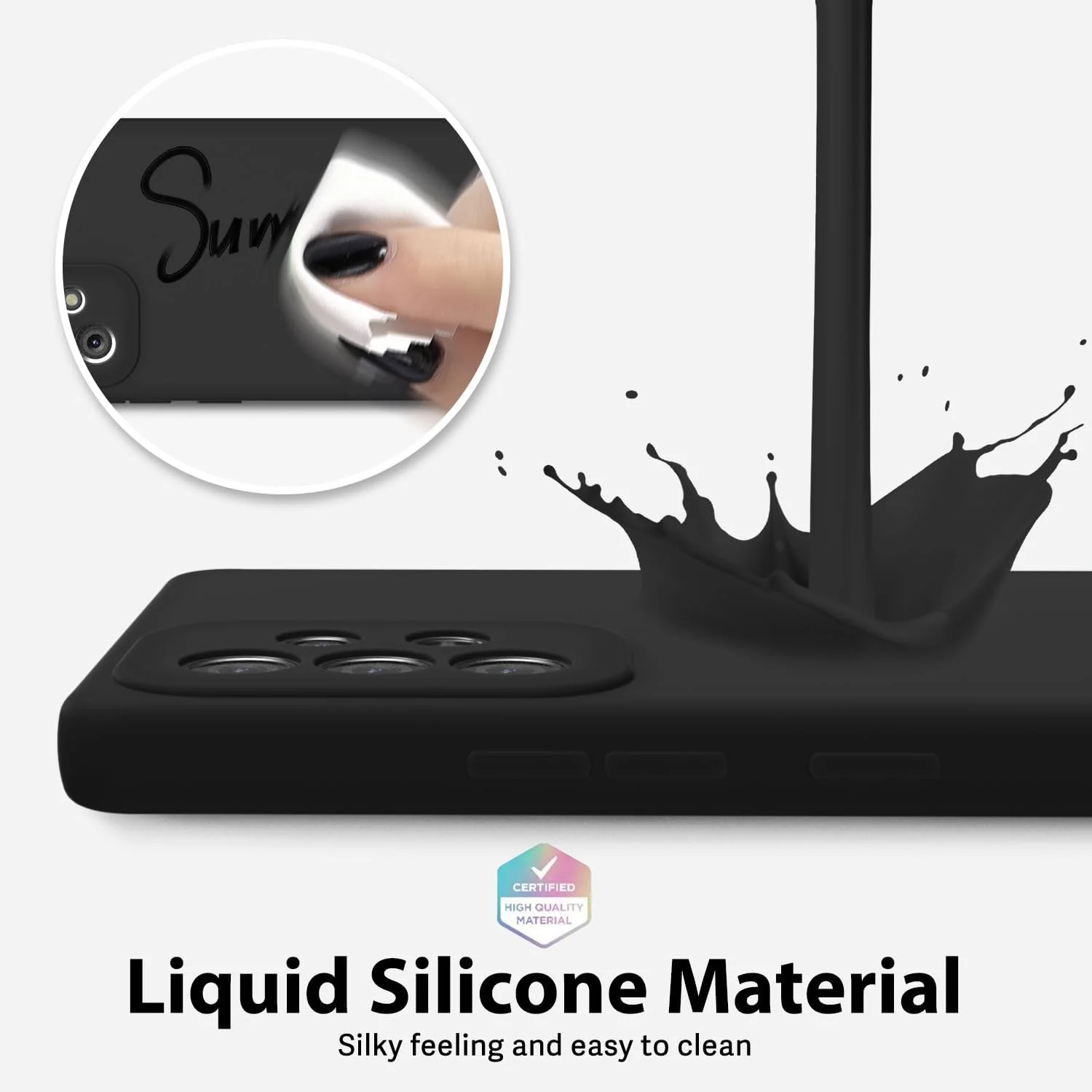 DL3 Mobilak Soft Silicone Protective Case for Samsung Galaxy A72 with Microfiber Lining and Shockproof Design - Black