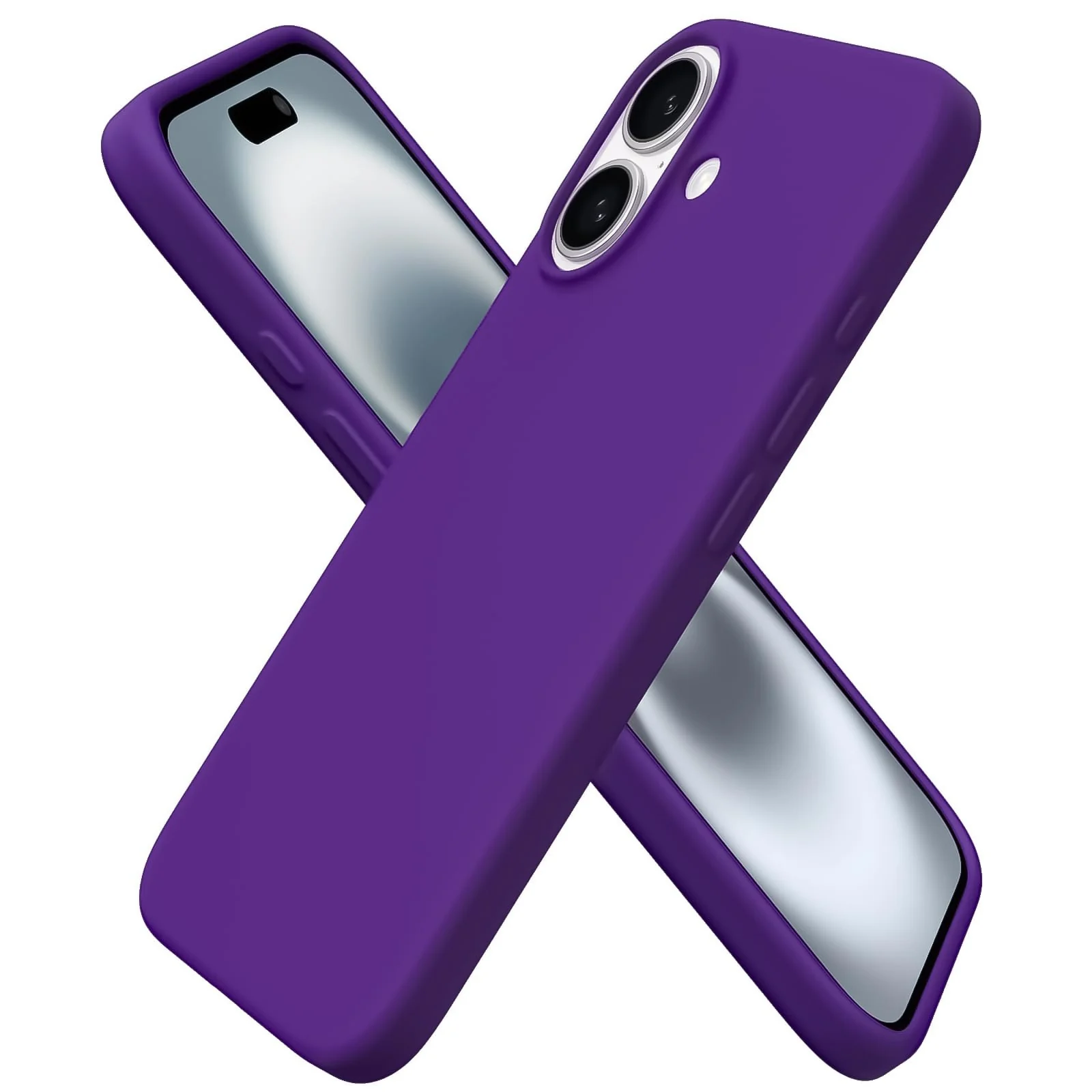 DL3 Mobilak Liquid Silicone Protective Case with Soft Microfiber Lining for iPhone 16 - Purple
