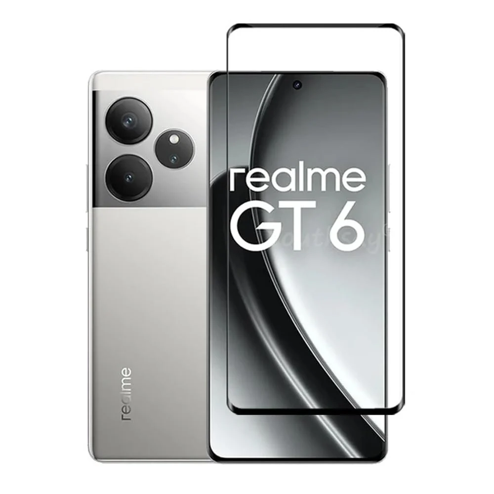 DL3 Mobilak Screen Protector for realme GT 6/realme GT 6T, Tempered Glass Screen Saver Premium HD Protective, Scratch Resistant, NO-Bubble, 9H Hardness, Full Coverage Film - Clear