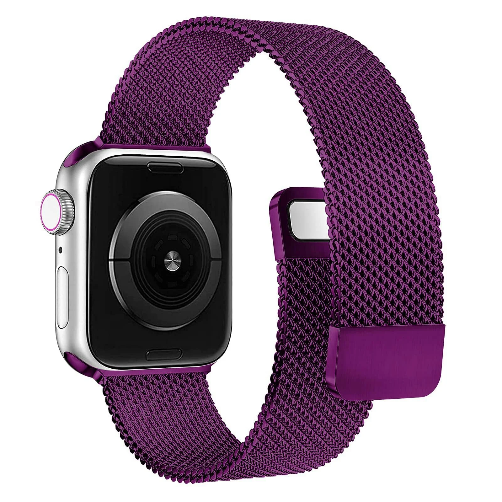 DL3 MOBILAK Milanese Loop Compatible With Apple Watch Ultra 3 2 1 49mm 46mm 45mm 44mm 42mm, Stainless Steel Mesh Band Magnetic Clasp, Adjustable Metal Strap for iWatch Series 11/10/9/8/7/6/5/4/SE - A.Purple