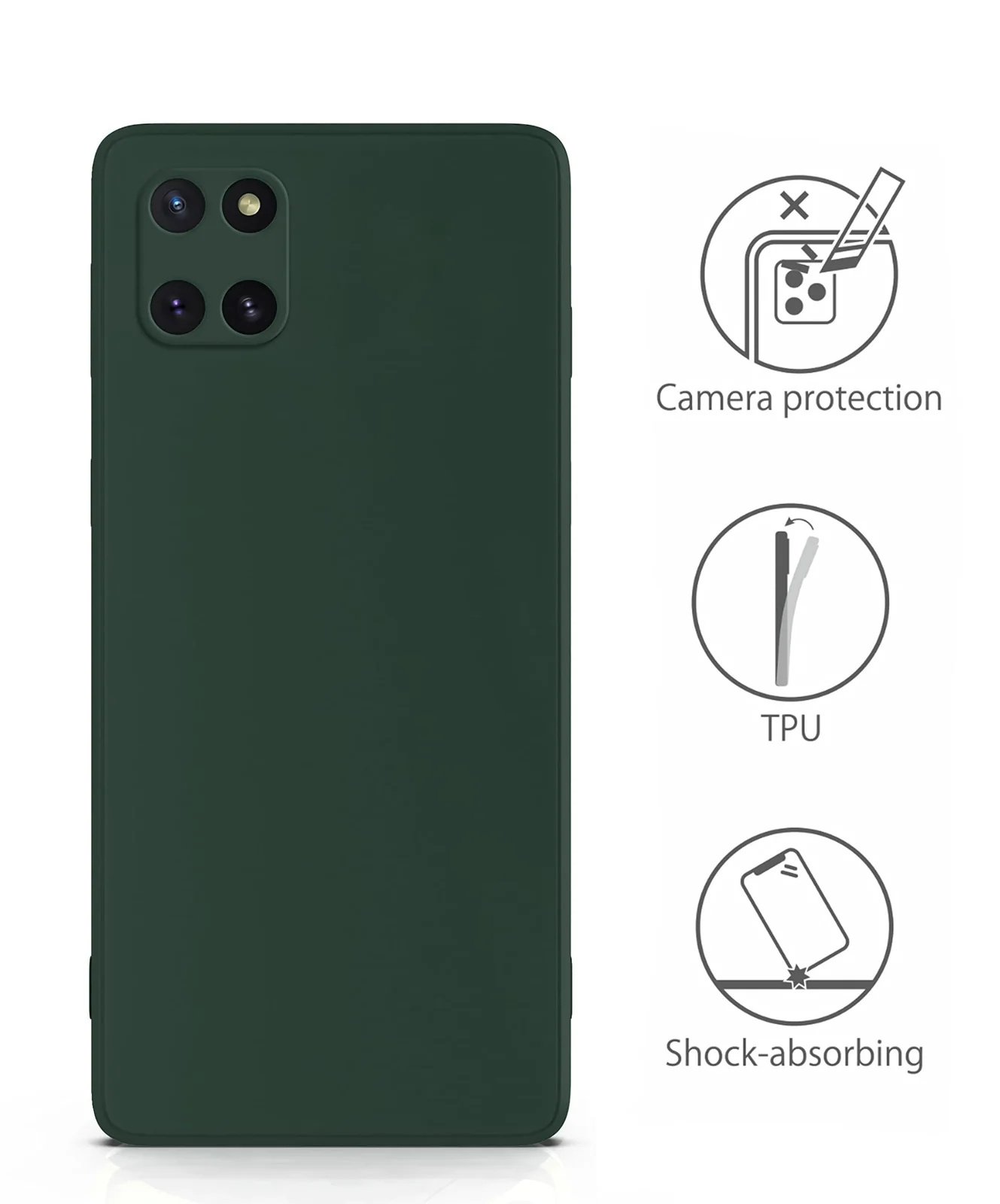 DL3 Mobilak Liquid Silicone Protective Case for Samsung Galaxy Note 10 Lite with Microfiber Lining and Shockproof Design - Green