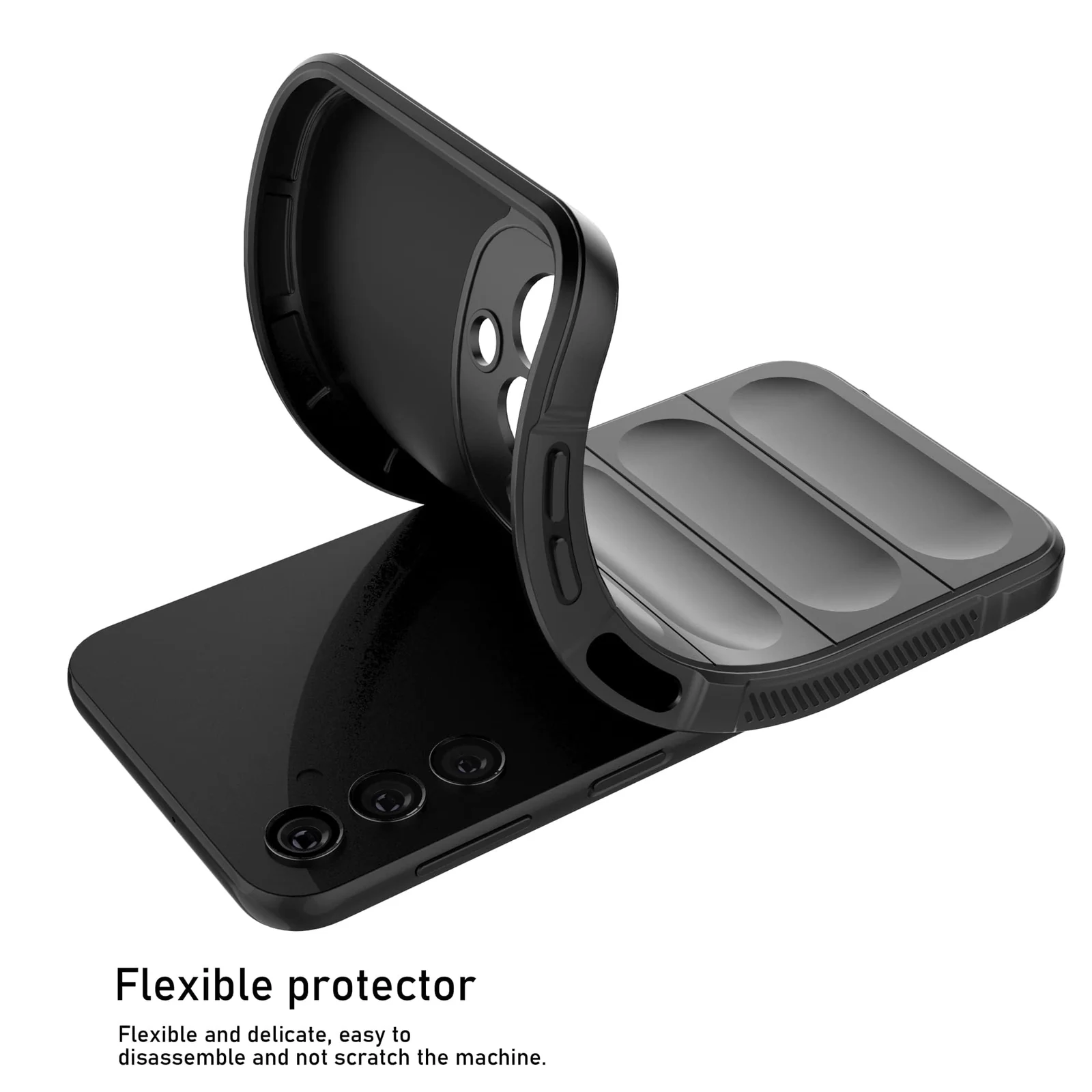 DL3 Mobilak Soft Silicone Protective Case for Samsung Galaxy A24 4G with Camera Protection and Shockproof Design - Black