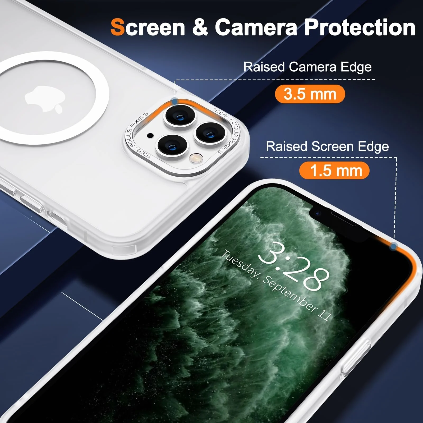 DL3 Mobilak Wallet Case with Card Slot for iPhone 11 Pro with Ring Holder and Magnetic Car-Mount Support - White