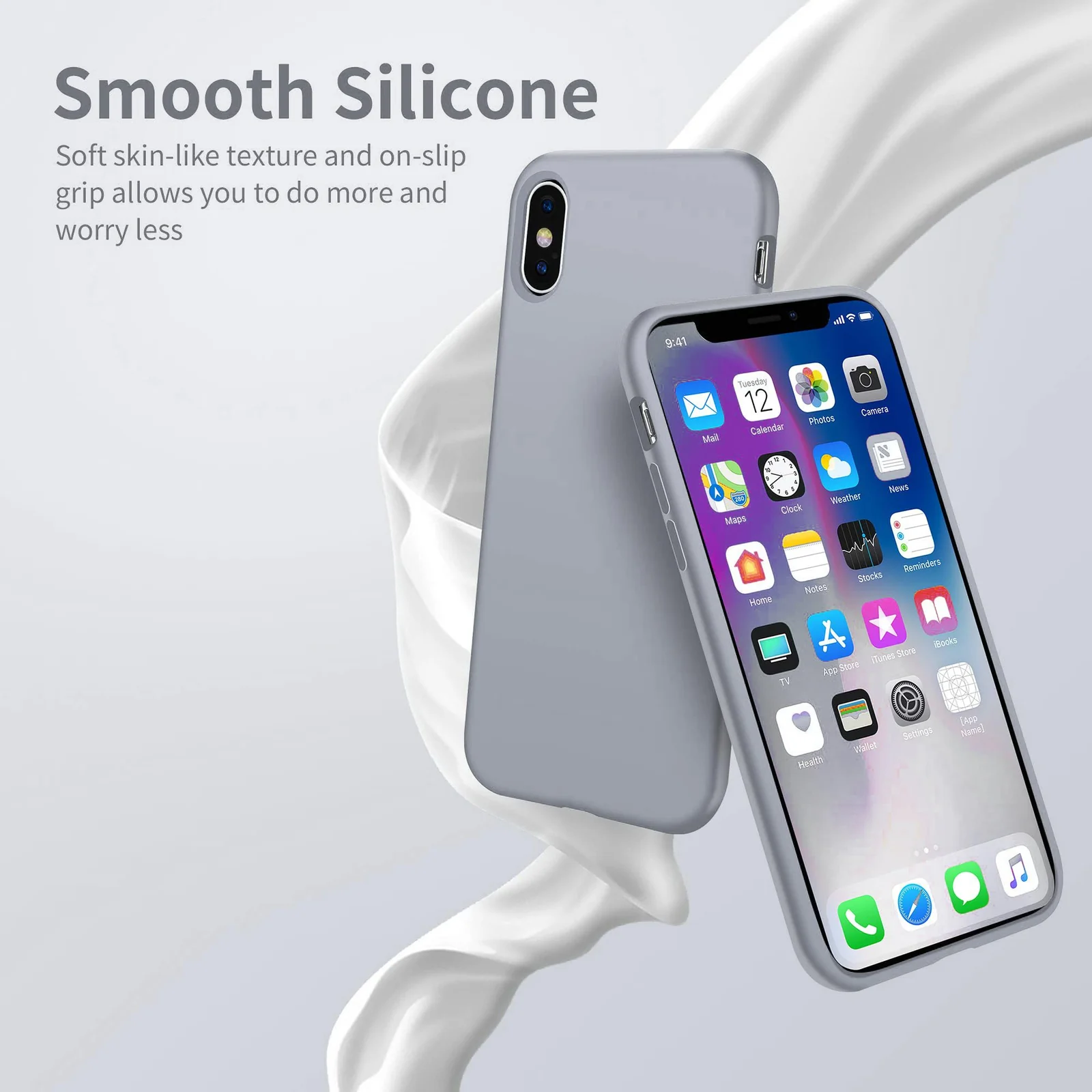 DL3 Mobilak Liquid Silicone Protective Case for iPhone XS Max with Camera Protection and Microfiber Lining - Lavender Blue 2