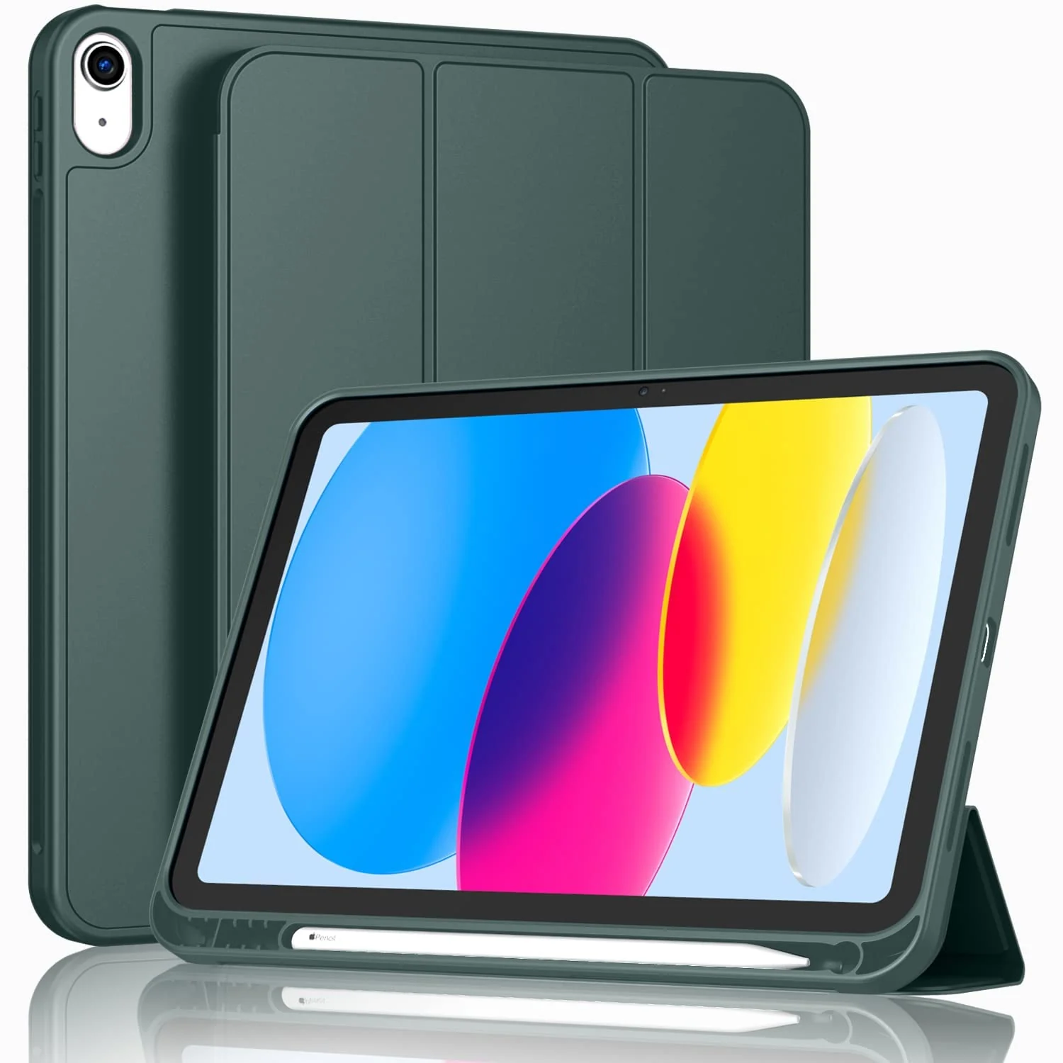 DL3 Mobilak iPad (A16) Case/iPad 10th Generation [11-Inch 2025/10.9 Inch 2022] with Pencil Holder, [Support Touch ID] Flexible TPU Back Shell Smart Trifold Stand Protective Auto Wake/Sleep - Green
