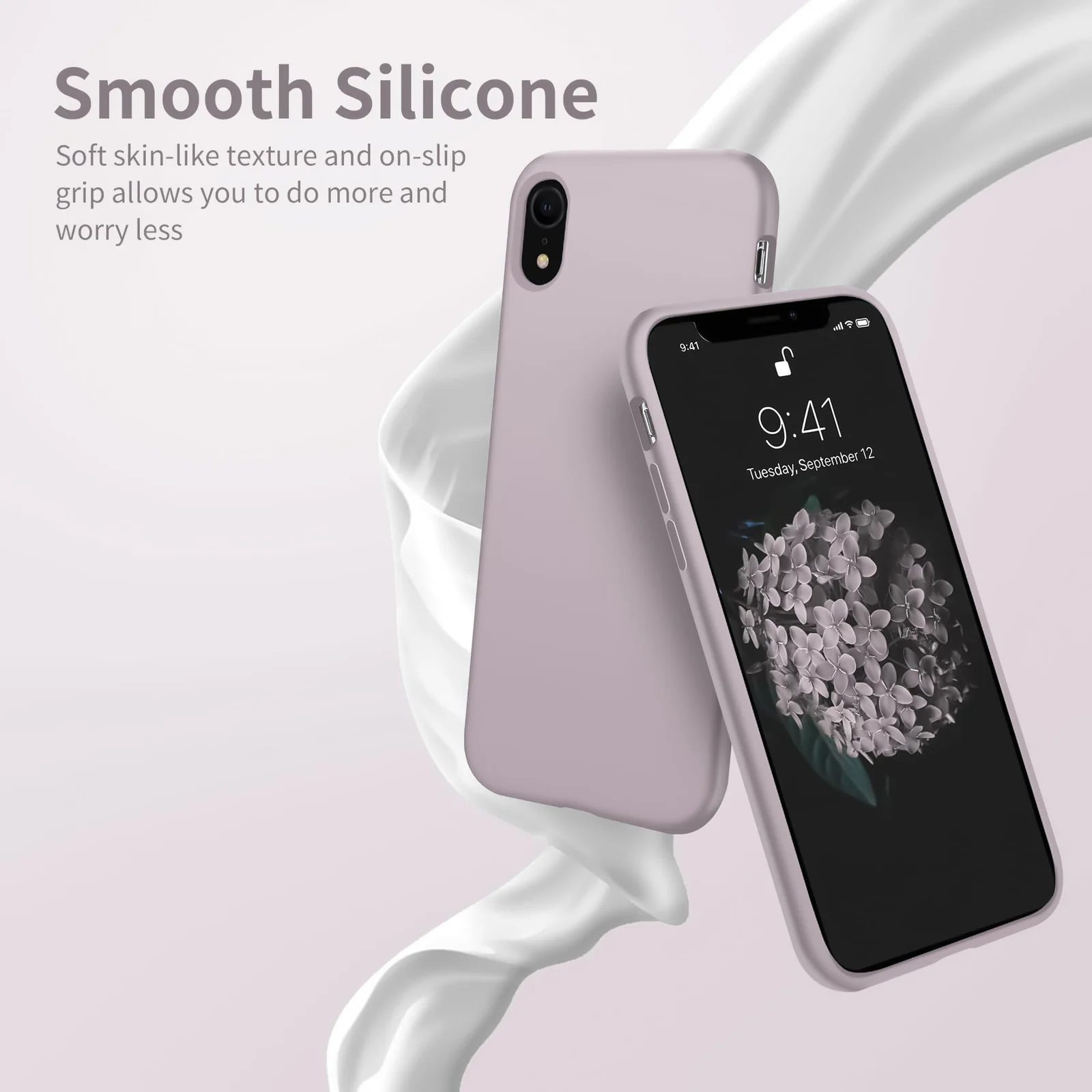 DL3 Mobilak Liquid Silicone Case for iPhone XR, Shock-absorbing protection, Scratch-resistant surface, Soft microfiber lining - Lavender Pink