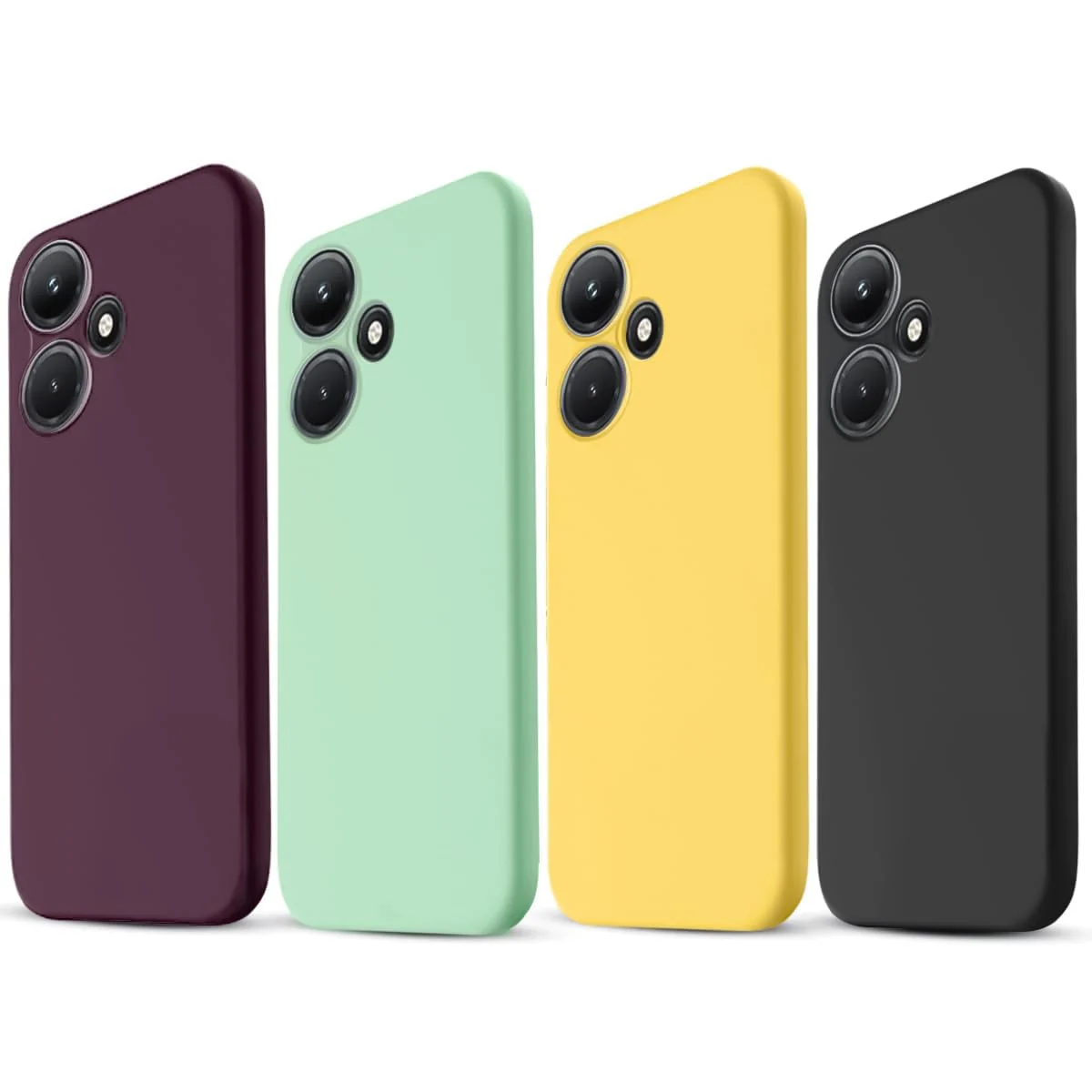 DL3 Mobilak Liquid Silicone Protective Case with Soft Microfiber Lining with Full Camera Protection for Infinix Hot 30i - Wine Red