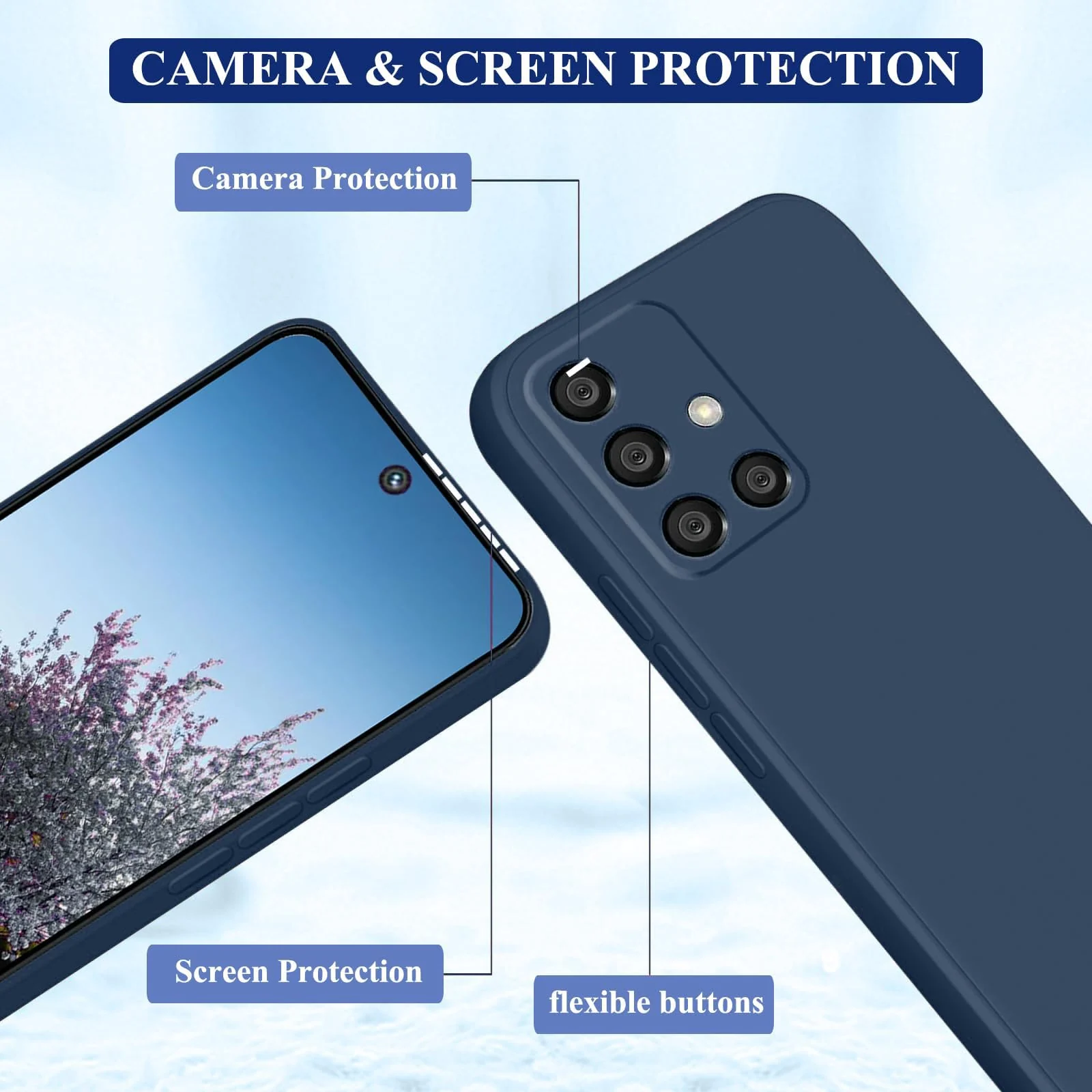 DL3 Mobilak Soft Silicone Protective Case for Samsung Galaxy A71 with Microfiber Lining and Shockproof Design - Dark Blue