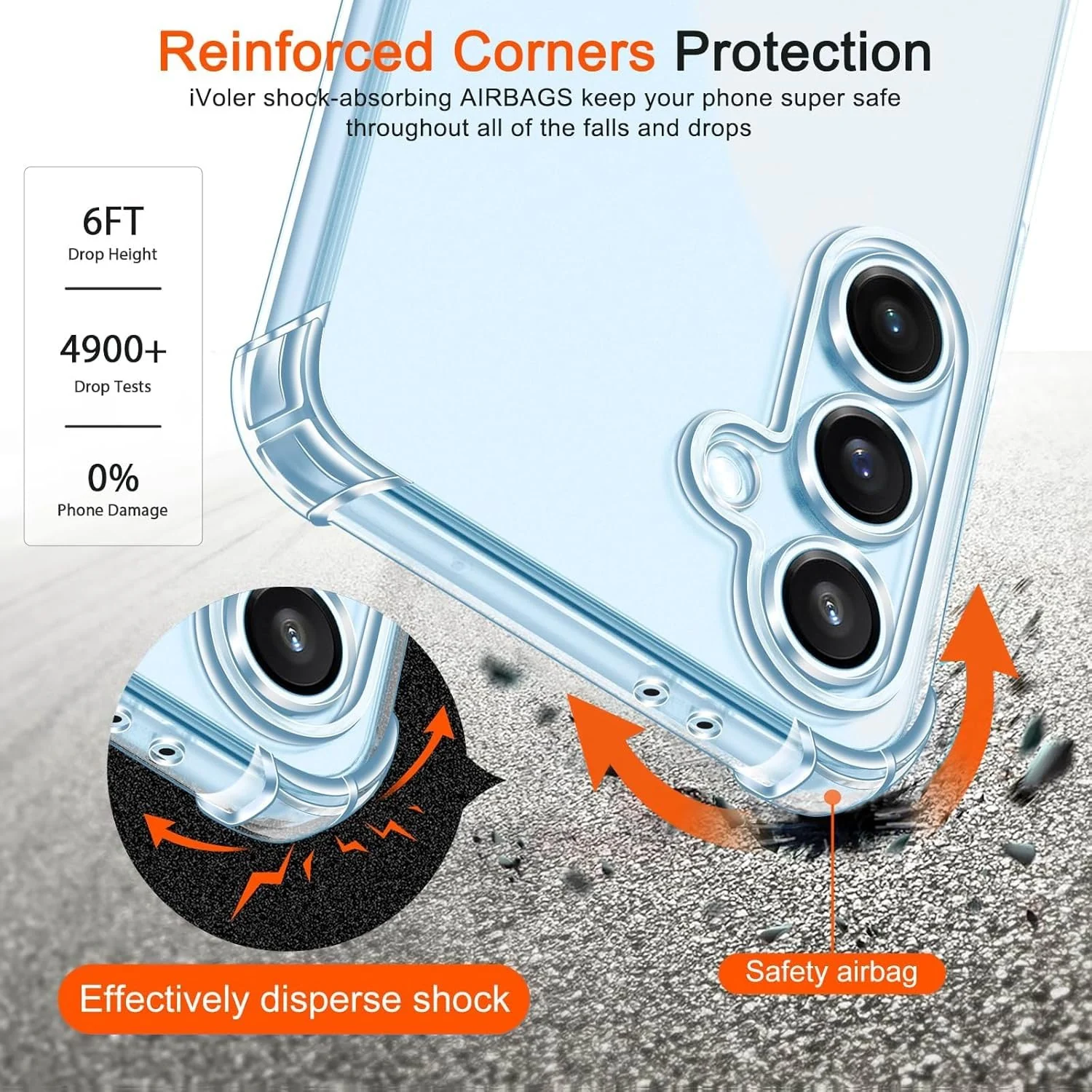 DL3 MOBILAK Case Compatible with Samsung Galaxy S24 FE, Cover SiliconeTransparent TPU Gorilla Anti-shock Protector Camera Shockproof Corners - Clear