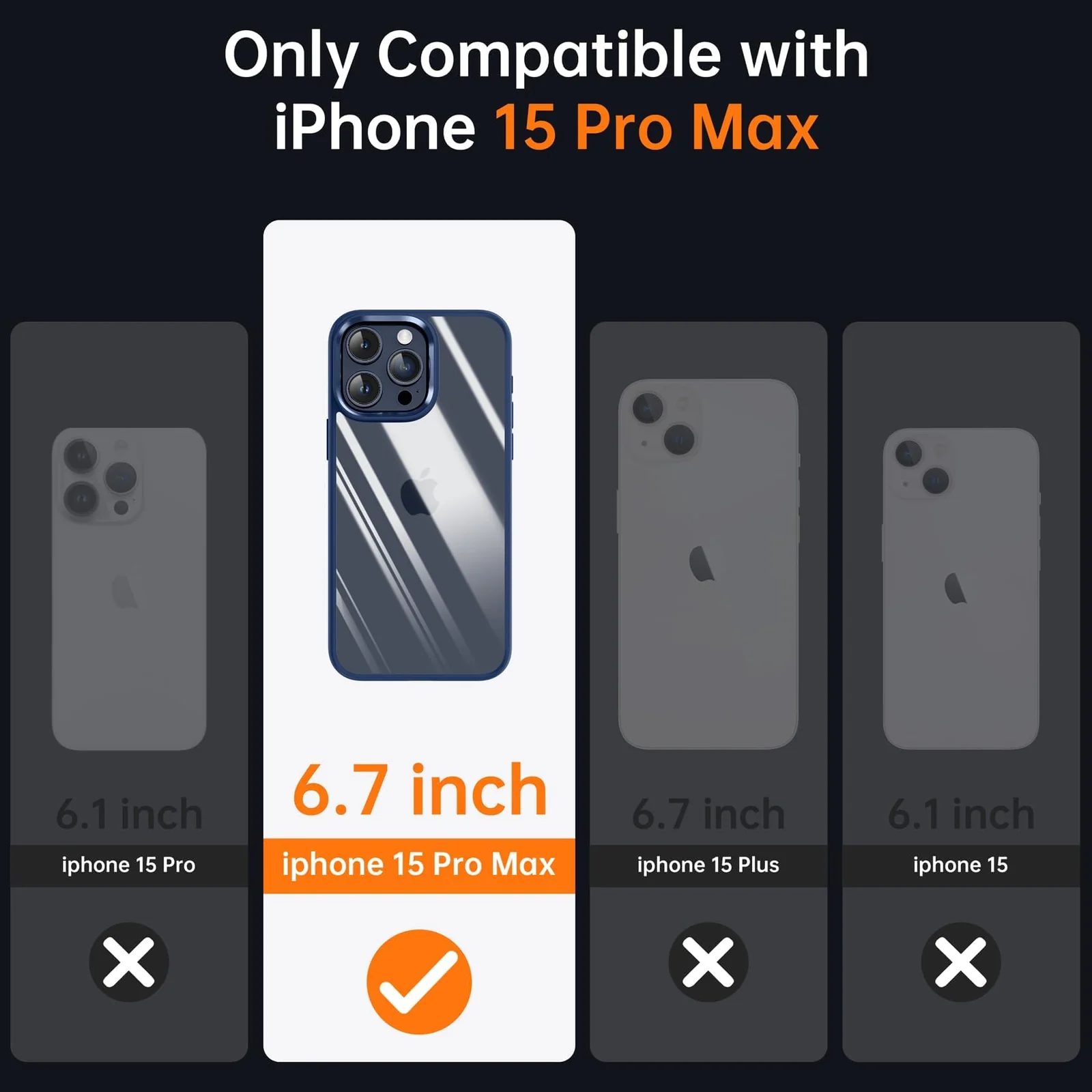 DL3 Mobilak Clear TPU Case for iPhone 15 Pro Max 6.7-Inch, Supports wireless charging, Shock-absorbing protection, Anti-fingerprint finish - Blue