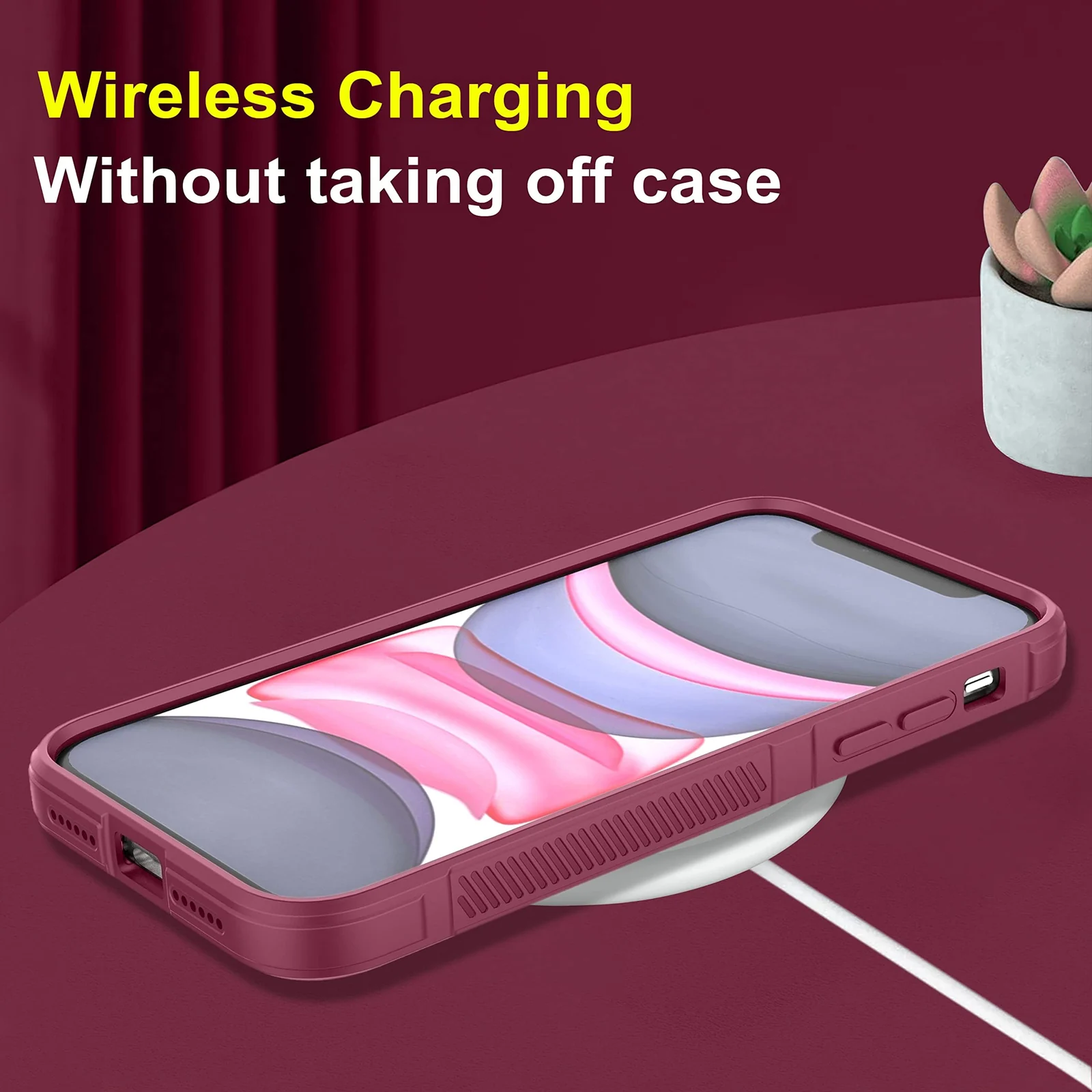 DL3 Mobilak Silicone Case for Samsung Galaxy S21 FE Heavy Duty Protective [Slim Fit] Shockproof Soft Flexible Protective Design Shock-Absorption TPU Cover With Camera Protection - Wine Red