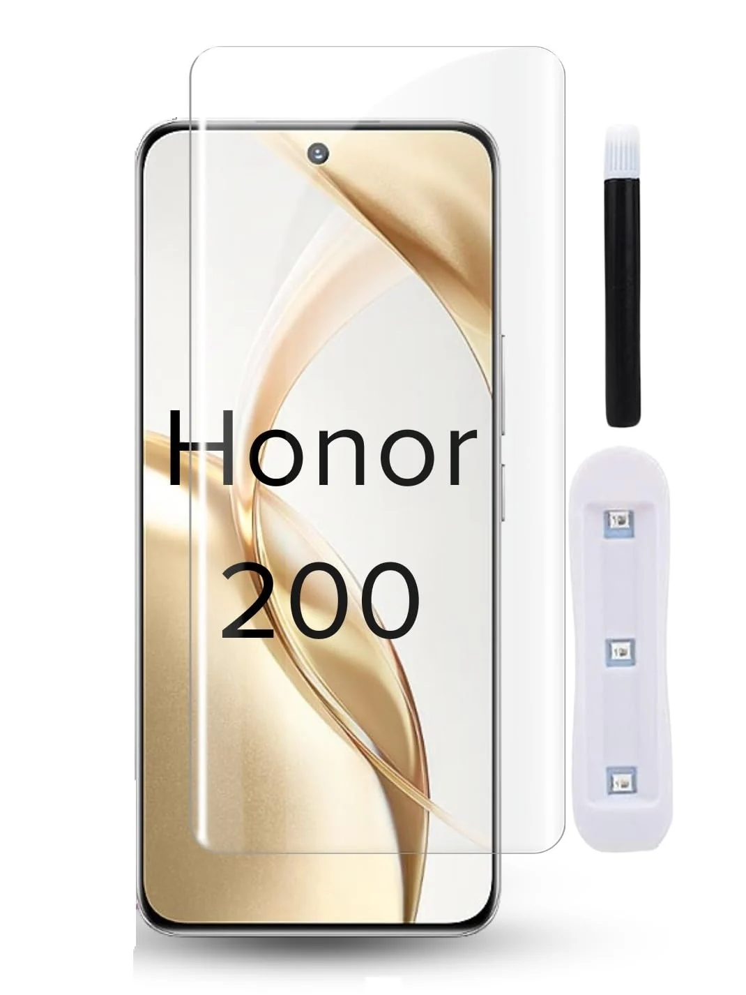 DL3 Mobilak Full Glass Screen Protector For Honor 200 5G Tempered Glass Full Glue Cover Screen Protector For Fingerprint Unlock Screen Glass Film - Clear