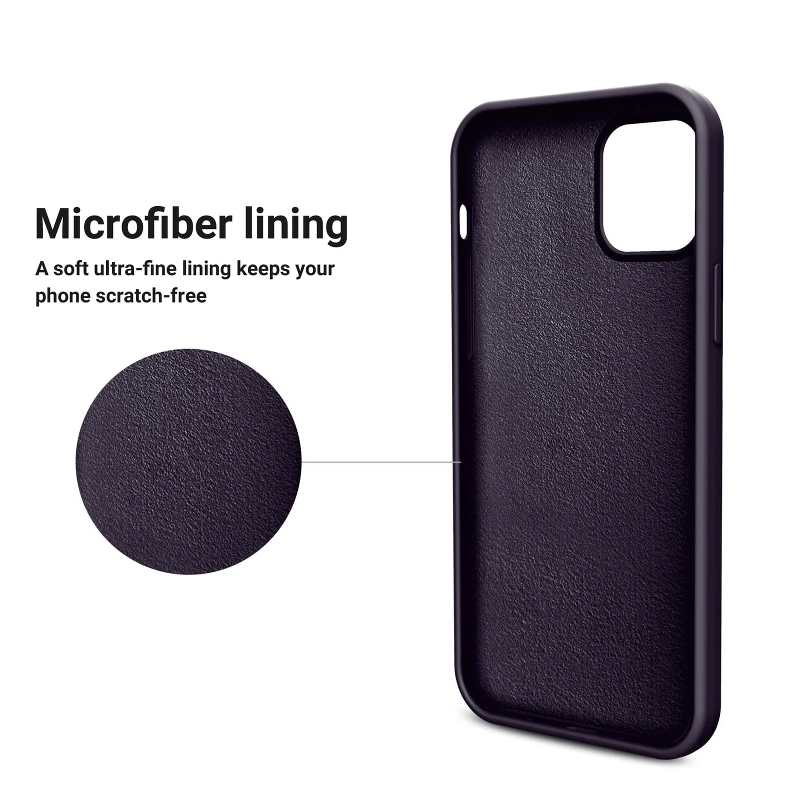 DL3 Mobilak Liquid Silicone Protective Case for iPhone 13 Pro (6.1 Inch) with Camera Protection and Microfiber Lining - Dark Purple