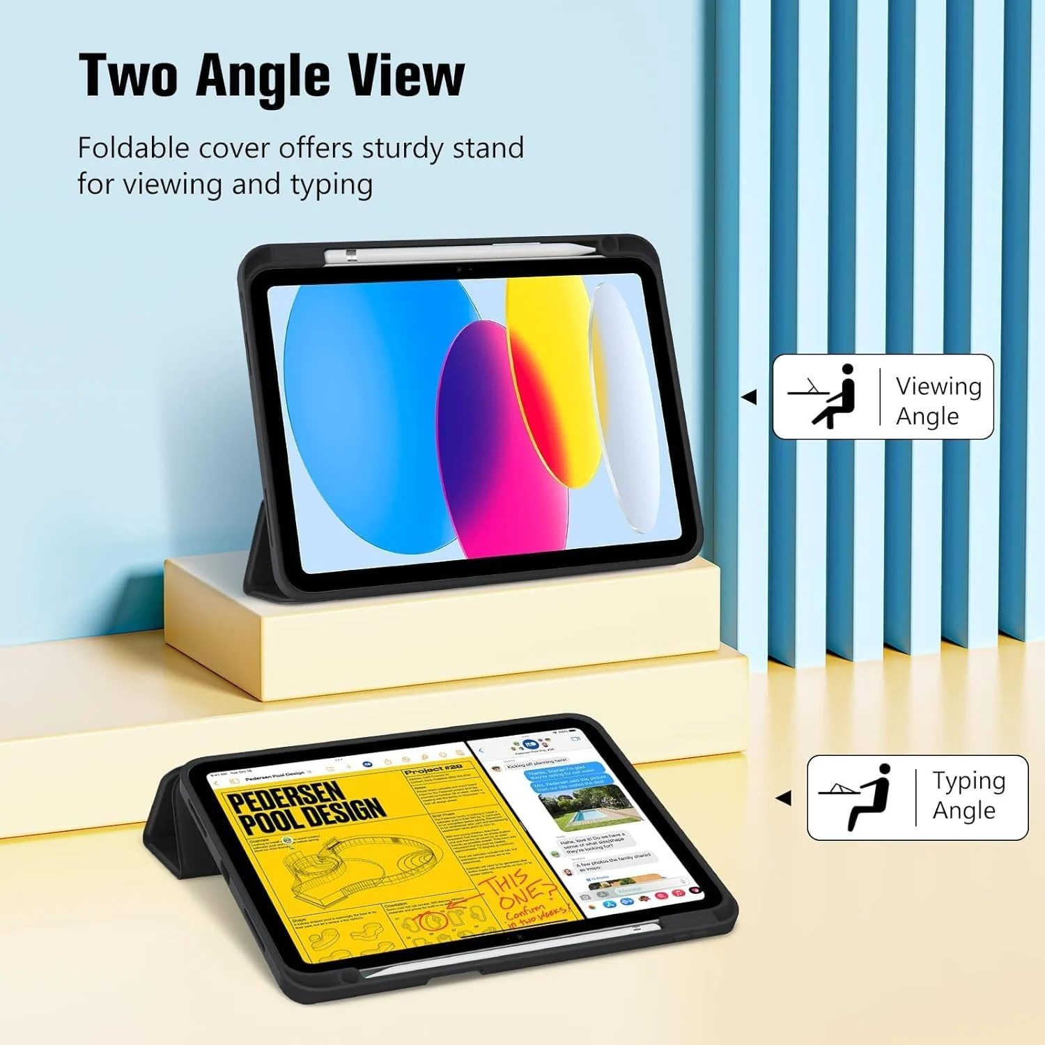 DL3 Mobilak iPad (A16) 11th Generation 11 Inch 2025/10th Generation 10.9 Inch 2022 with Pencil Holder, iPad 10 Flexible TPU Back Shell Smart Trifold Stand Protective Cover Auto Wake/Sleep - Black