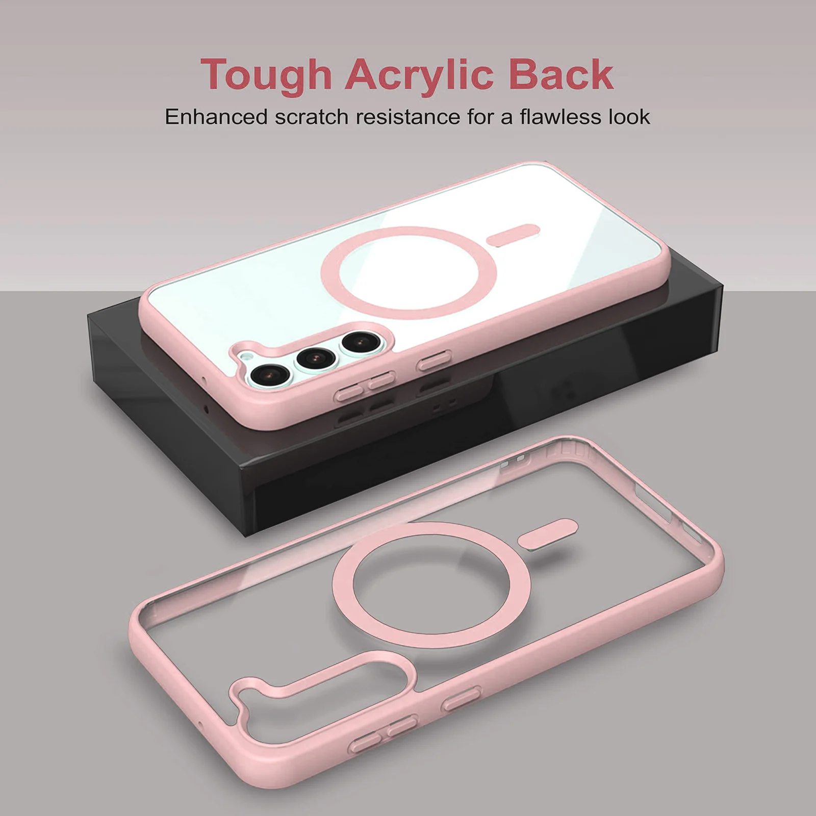 DL3 Mobilak MagSafe-Compatible Clear Magnetic Case for Samsung Galaxy S23 - Pink
