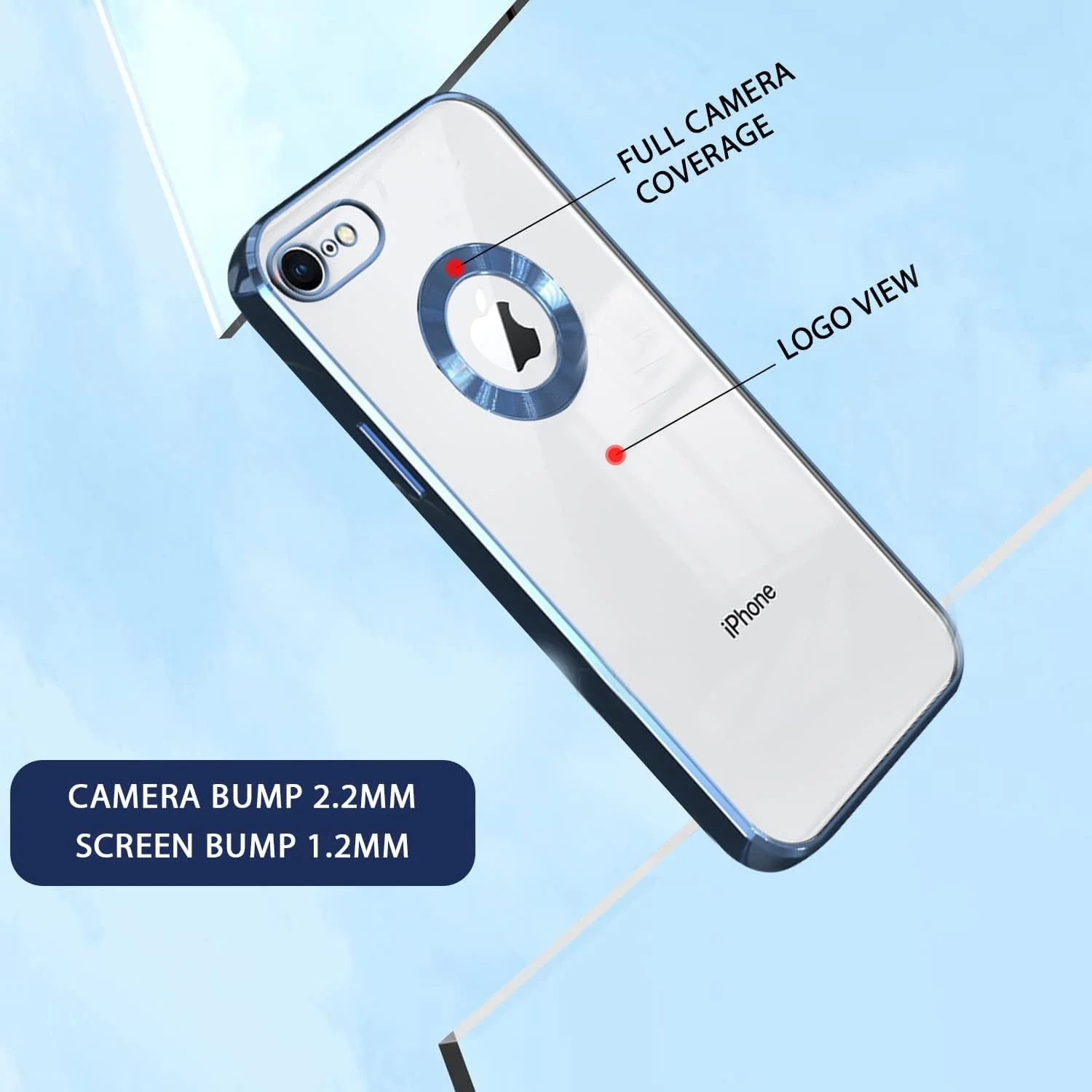 DL3 Mobilak Clear TPU Protective Case for iPhone 6 / iPhone 6S with Camera Protection and Shockproof Design - Sierra Blue