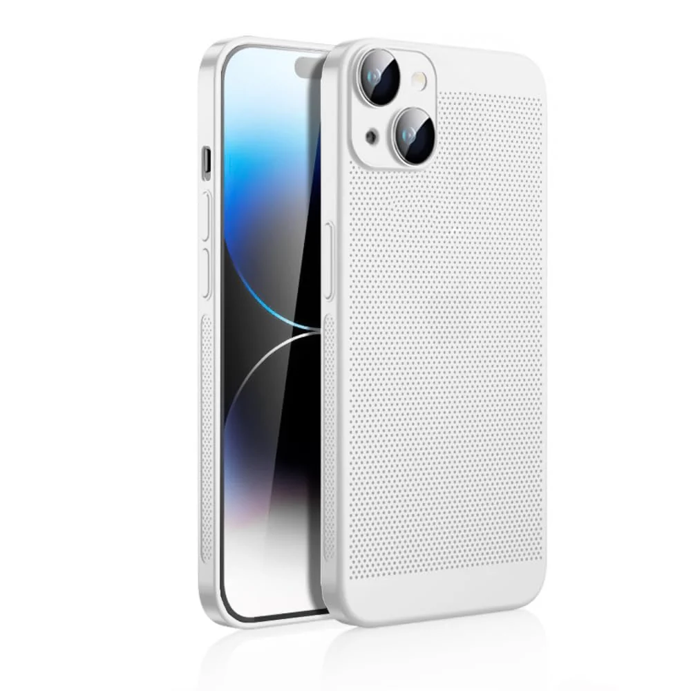 DL3 Mobilak Heat-Dissipation Hard PC Case with Built-In Camera Lens Protector for iPhone 14 6.1-Inch - White