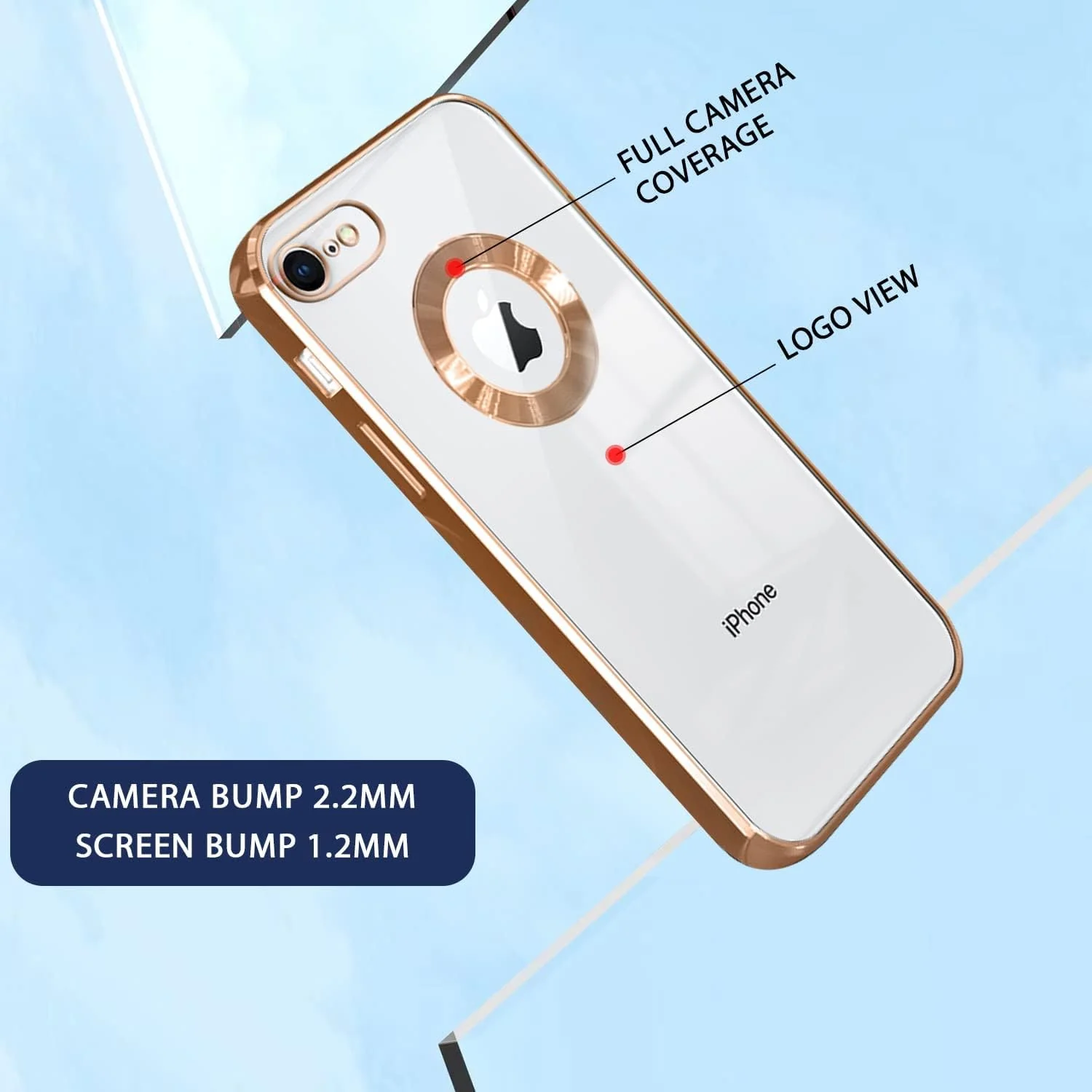 DL3 Mobilak Clear TPU Protective Case for iPhone 6 Plus / iPhone 6S Plus with Camera Protection and Shockproof Design - Gold