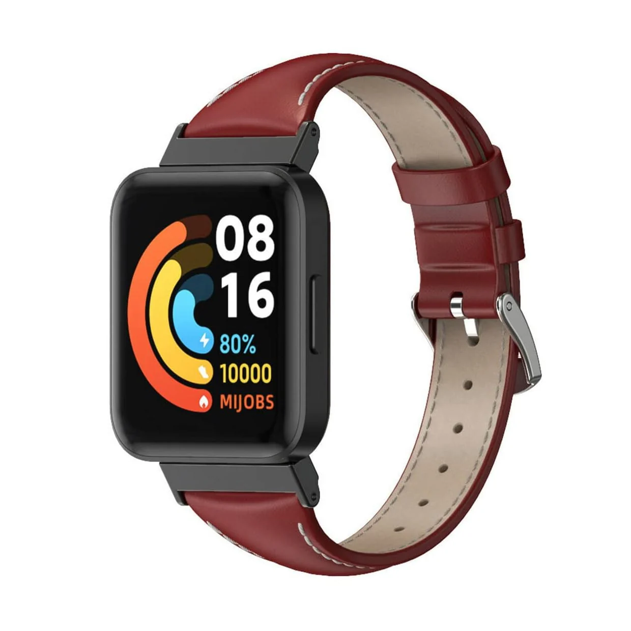 DL3 Mobilak Vintage Leather Strap For Xiaomi Redmi Watch 2 Lite/Poco Watch/Redmi Watch 2 / Horloge 2, Metal Buckle Breathable Replacement Strap, Men Women Replacement Soft Watch Straps - Red Black