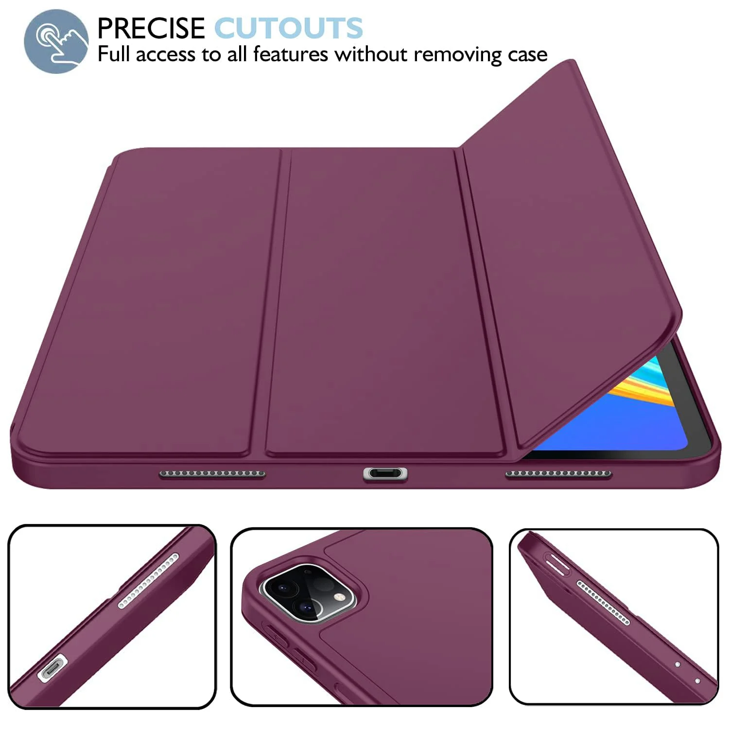 DL3 Mobilak iPad Pro 11 Inch Case 2022(4th Gen)/2021(3rd Gen)/2020(2nd Gen) with Pencil Holder, Smart Case [Support Touch ID and Auto Wake/Sleep] with Auto 2nd Gen Pencil Charging - Wine Red