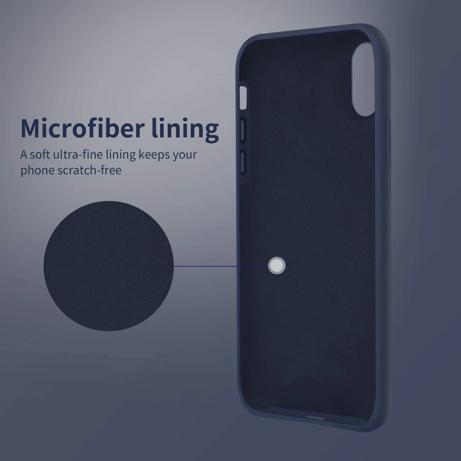 DL3 Mobilak Liquid Silicone Protective Case with Soft Microfiber Lining for iPhone XS Max - Midnight Blue