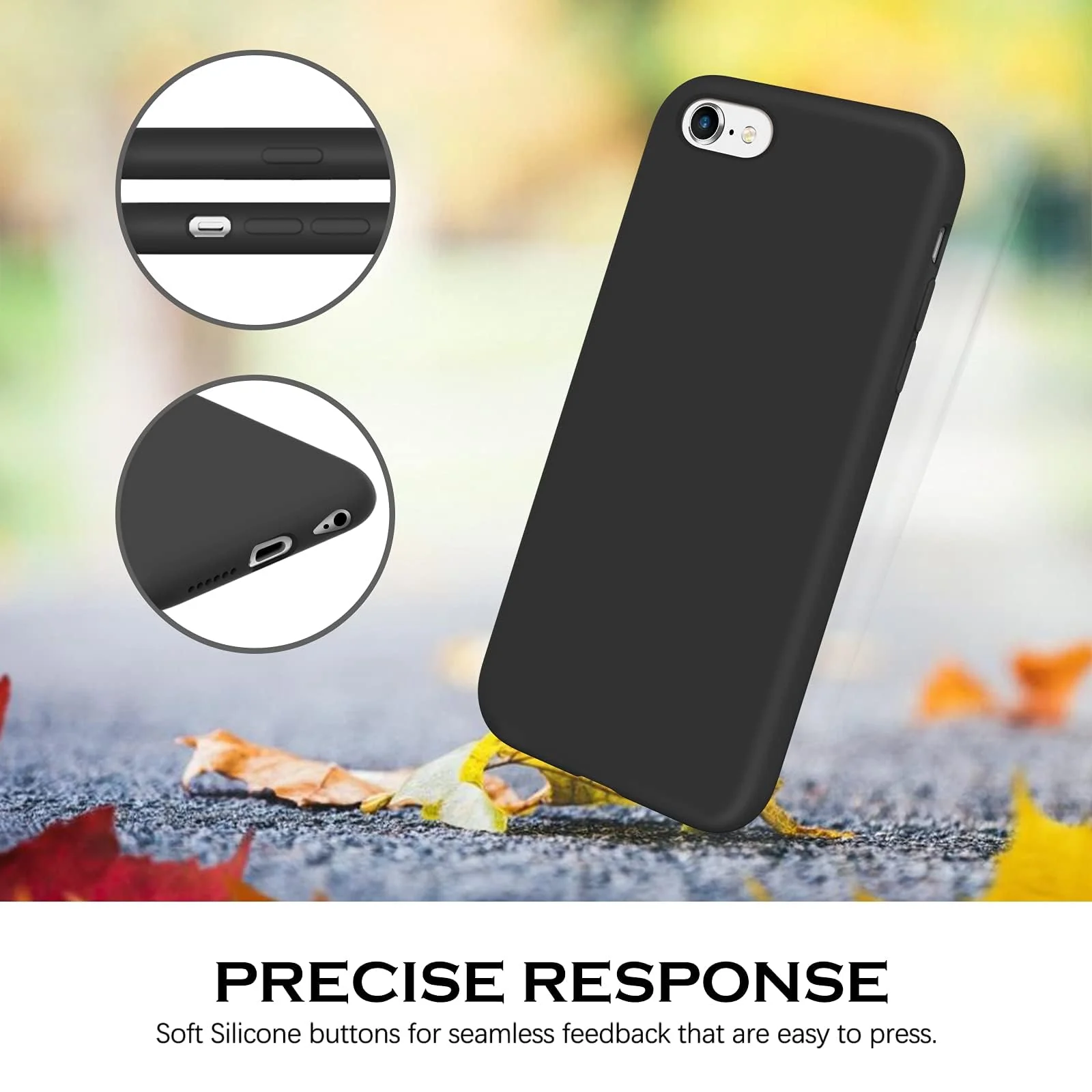 DL3 Mobilak Liquid Silicone Protective Case with Soft Microfiber Lining for iPhone 6 Plus / 6S Plus - Black