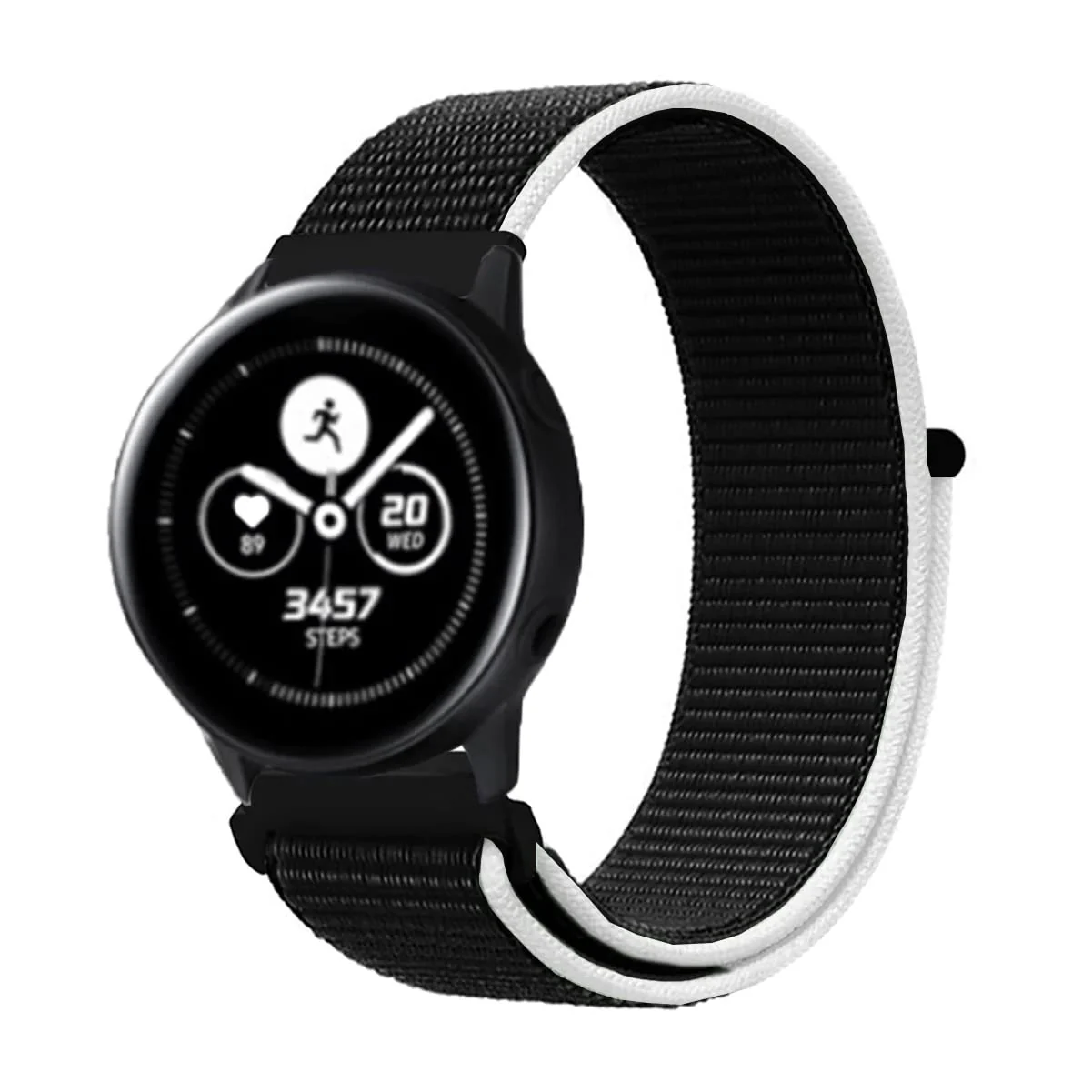 Dl3 Mobilak Strap Nylon 20MM Band For Samsung Gear Sport/Watch 4/Watch 5 /Watch 5 Pro /S2 classic/active 2 40MM 44MM/Amazfit GTS 3/ GTS 4/GTS4 Mini/Bip 3/3Pro/GTS 2 mini/GTS 2e/Bip U (Black White)