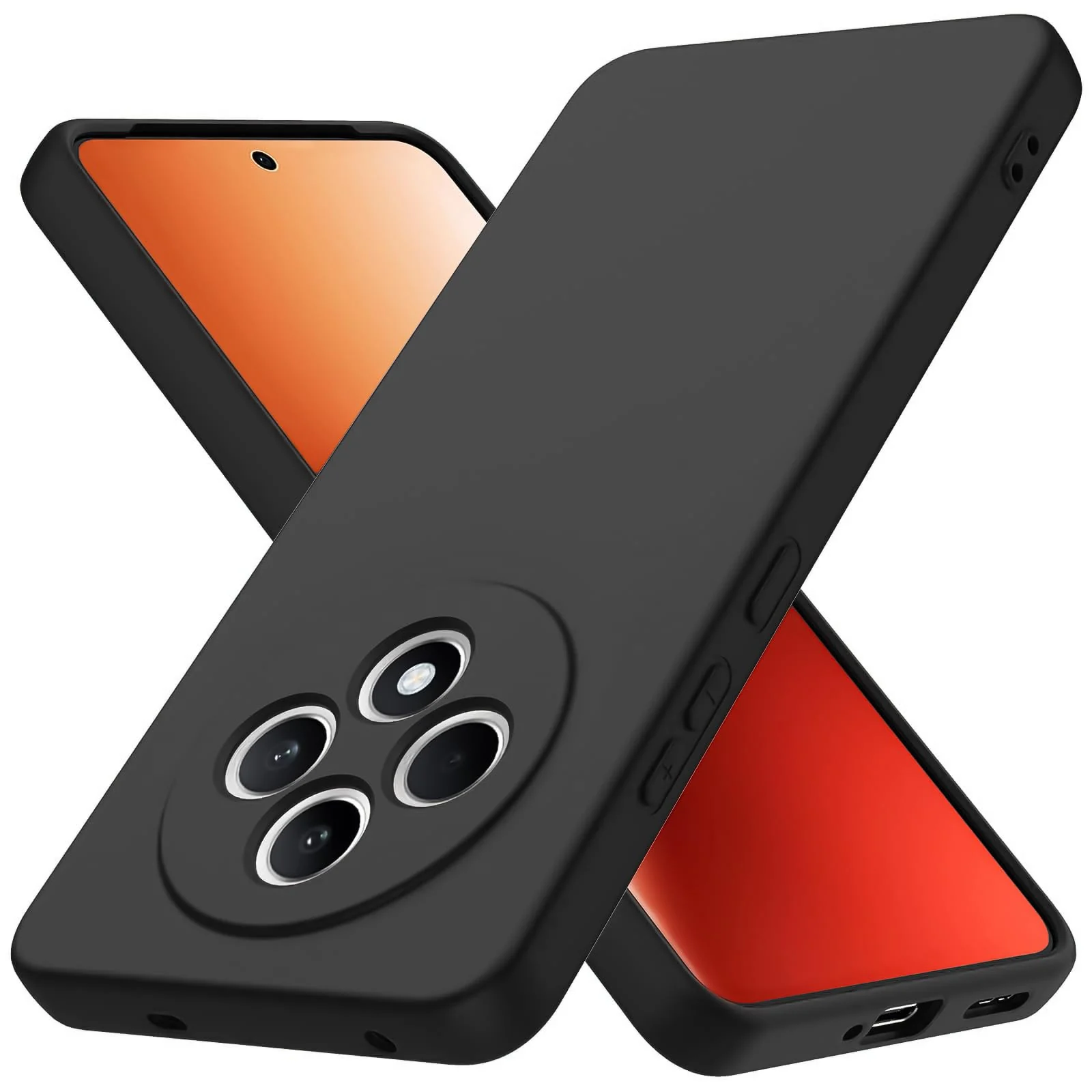DL3 Mobilak Liquid Silicone Protective Case for OPPO Reno 12F with Camera Protection and Microfiber Lining - Black